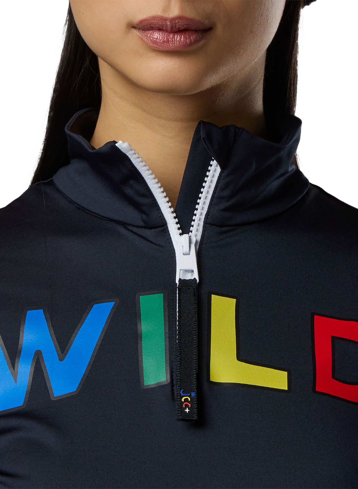 Gerader Pulli mit Stehkragen und Reißverschluss. ROSSIGNOL Schwarz