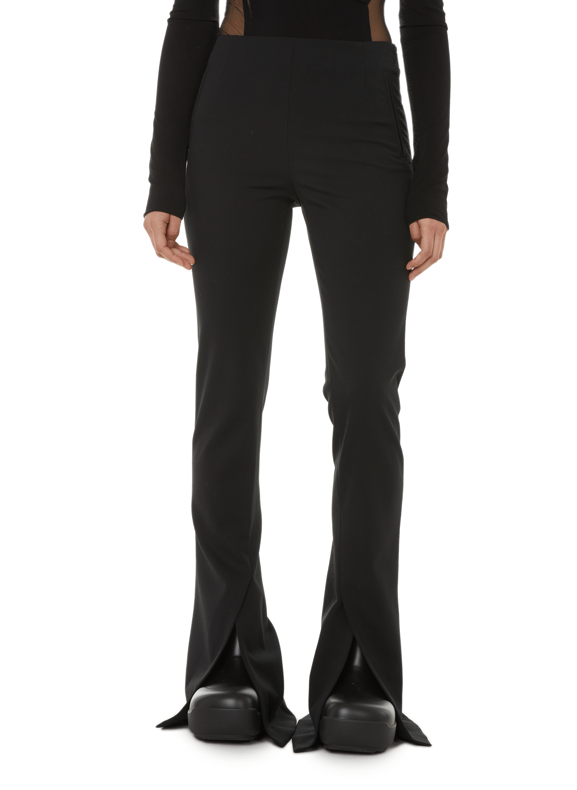 AMBUSH Pantalon flare en laine mélangée Noir