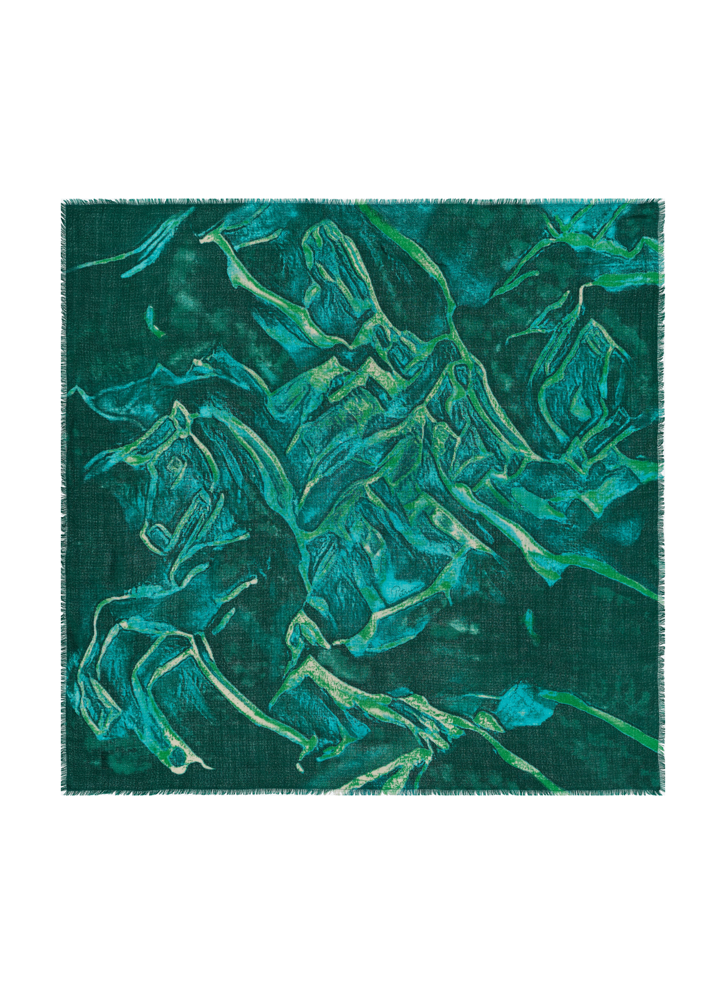 Foulard Allure émeraude en laine et soie