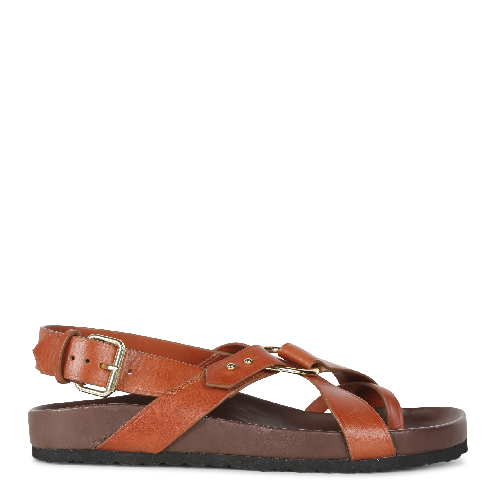 SOEUR Sandales plates en cuir mexico Marron