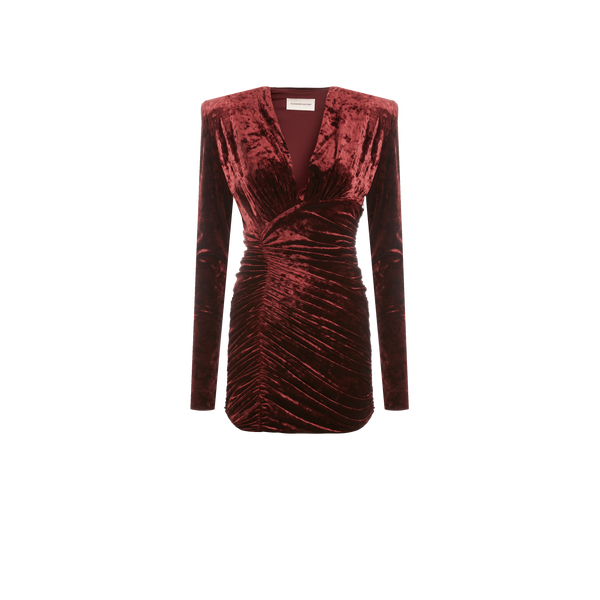 Alexandre Vauthier Ruched Velvet Dress In Red