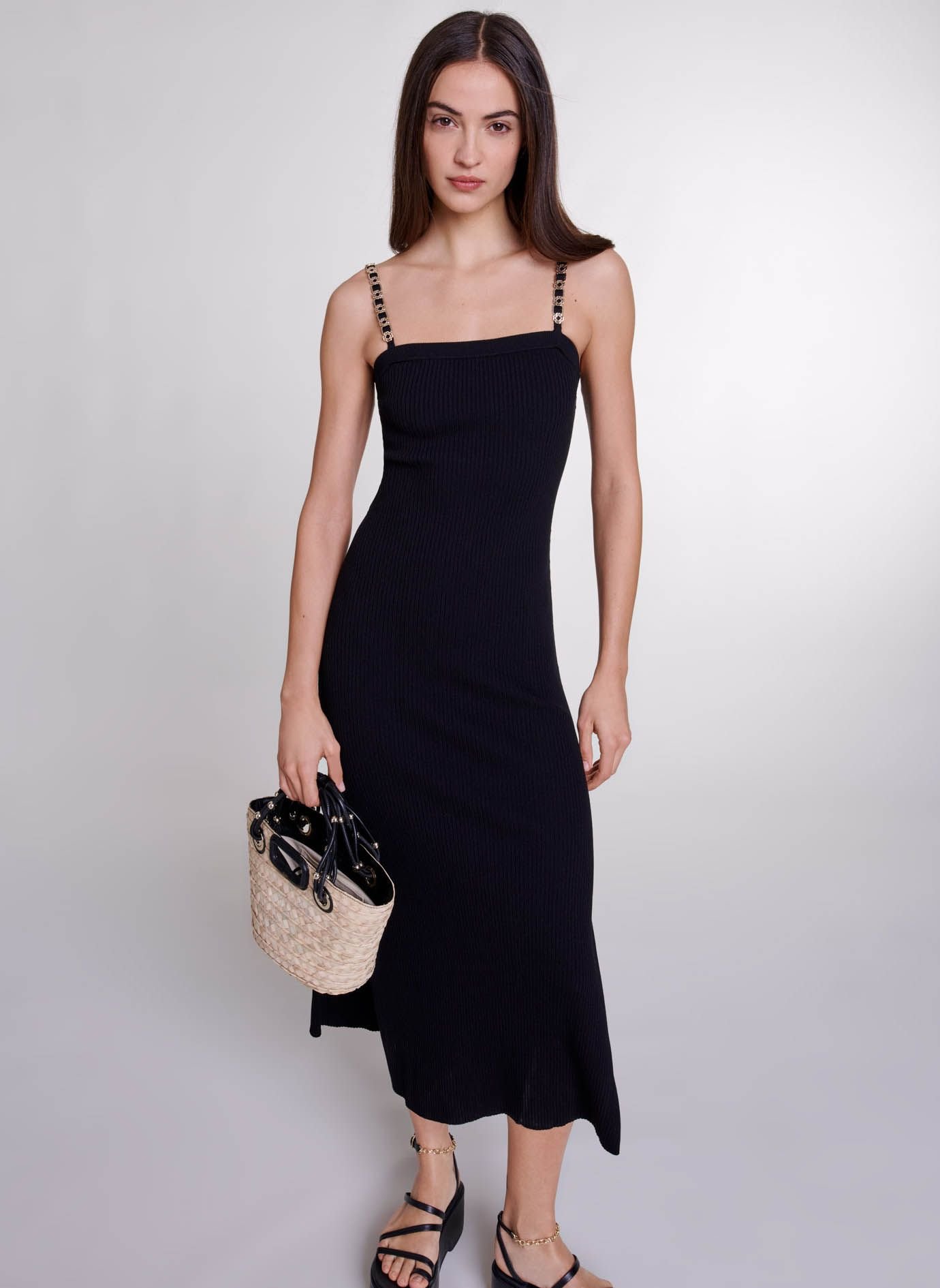 ROBE LONGUE COL CARRé - MAJE pour FEMME | Printemps.com