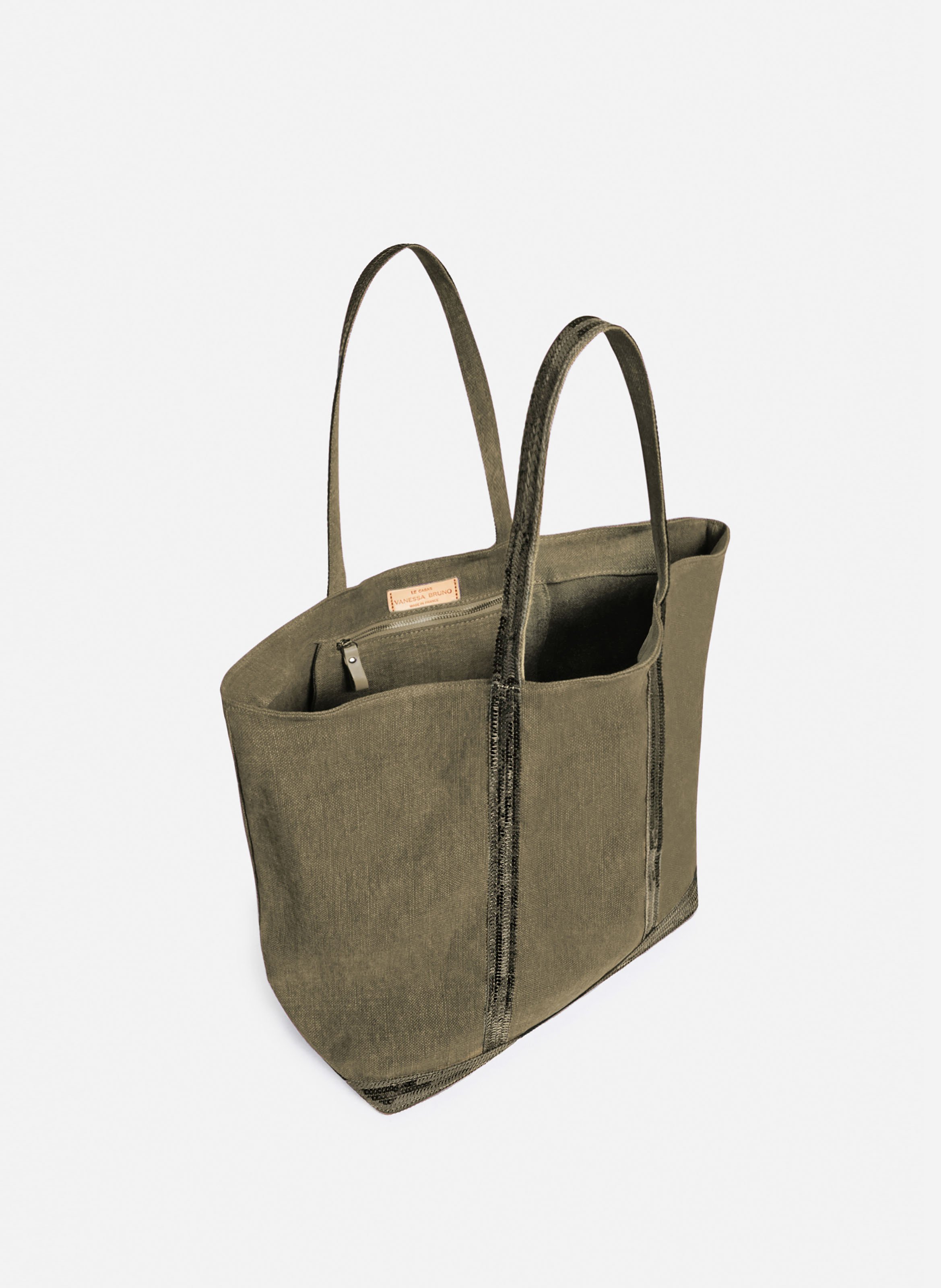 Cabas l zippé en lin VANESSA BRUNO Kaki