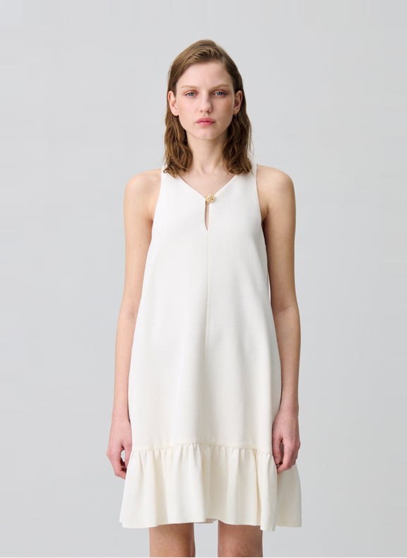Robe courte évasée col v Beige by CLAUDIE PIERLOT CLAUDIE PIERLOT Robe courte évasée col v Beige