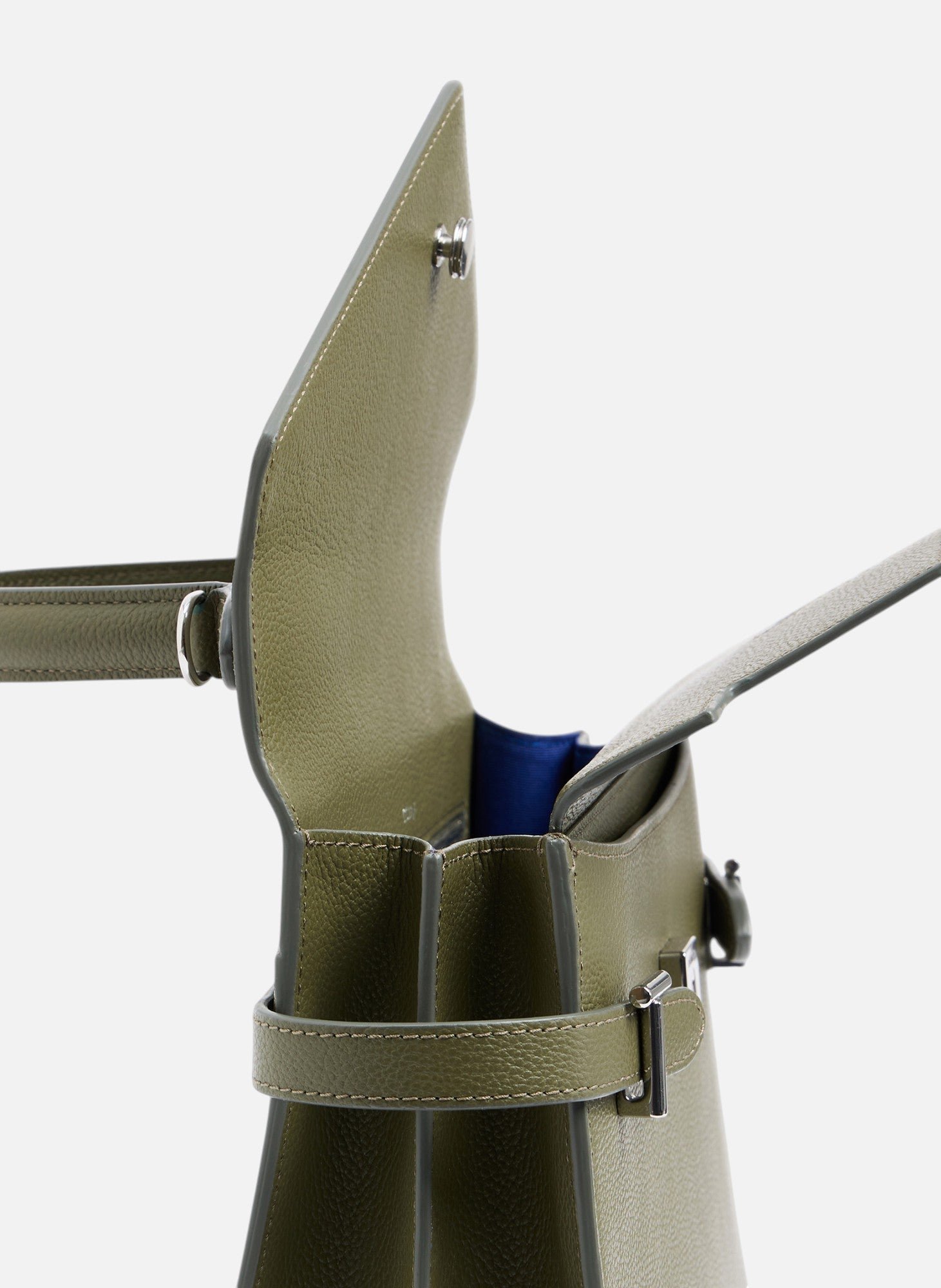 Sac à main double rabat moyen modèle emilie en cuir grainé LE TANNEUR Vert