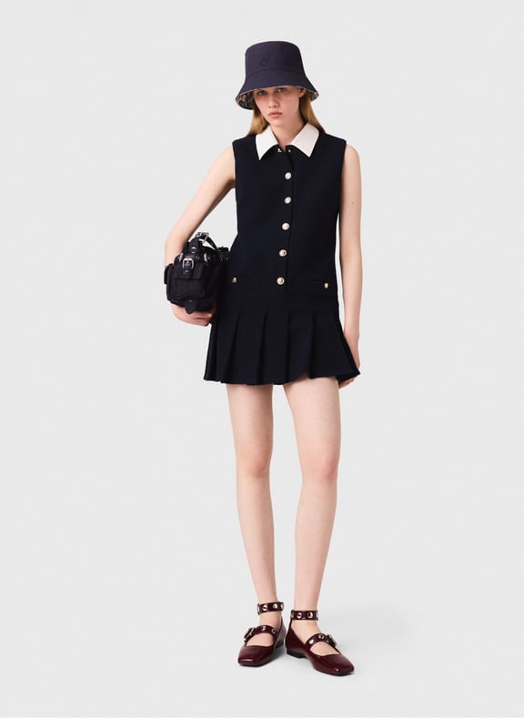 Robe courte en coton mélangé Bleu by MAJE MAJE Robe courte en coton mélangé Bleu