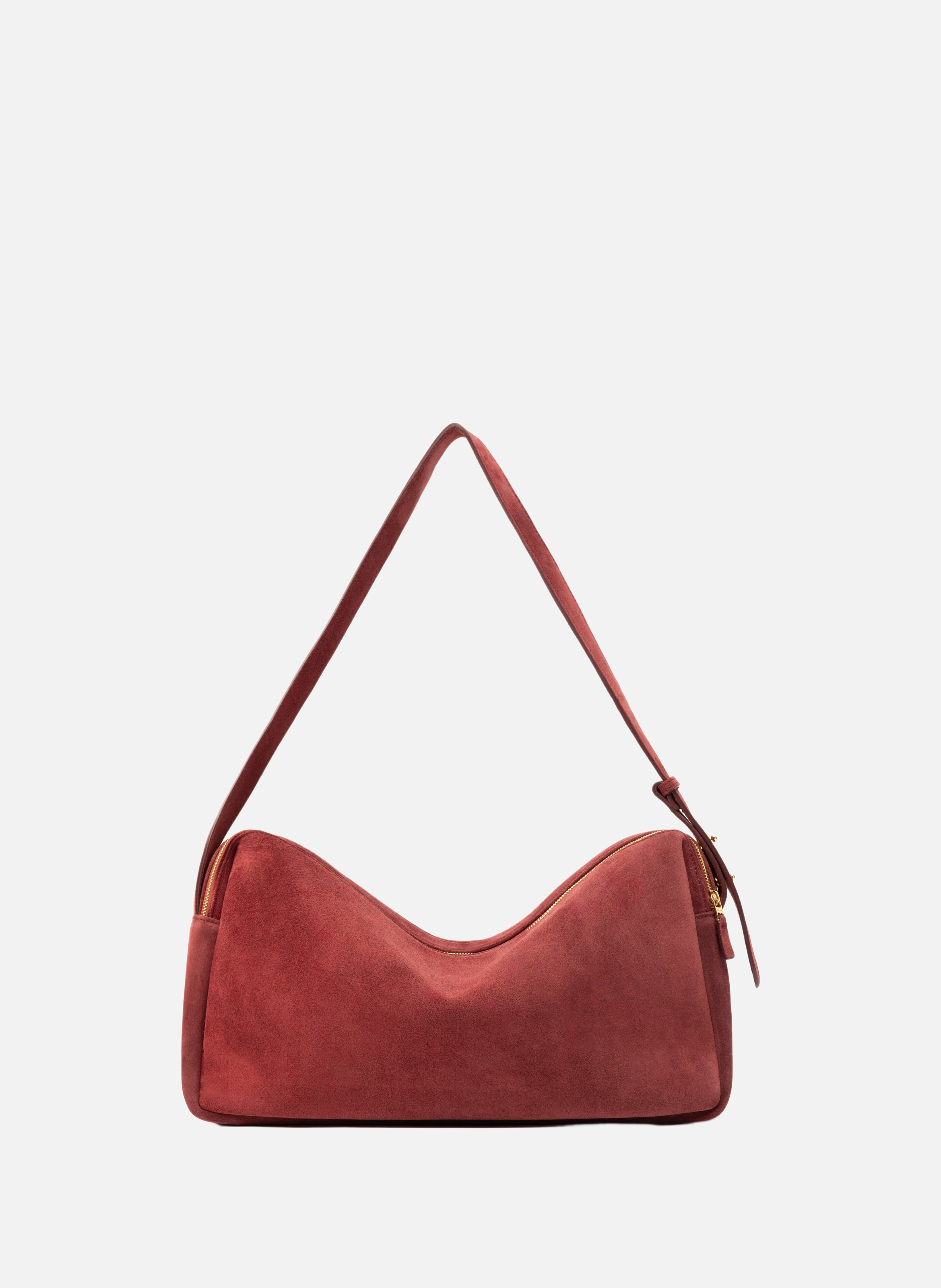 Sac trousse large en daim  Bordeaux