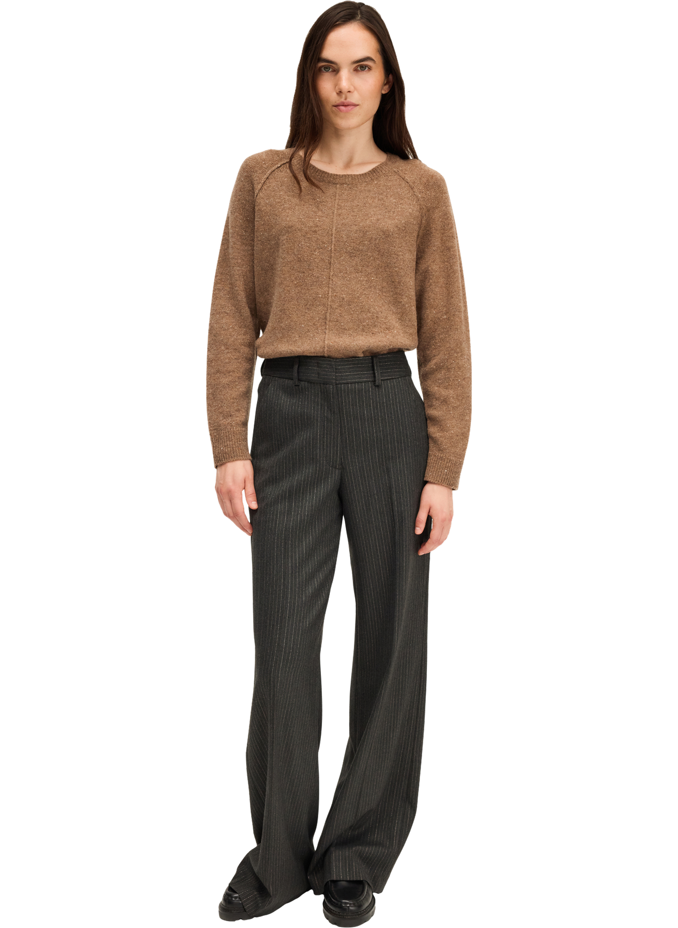 Pantalon large à fines rayures et lurex - clem PABLO Gris