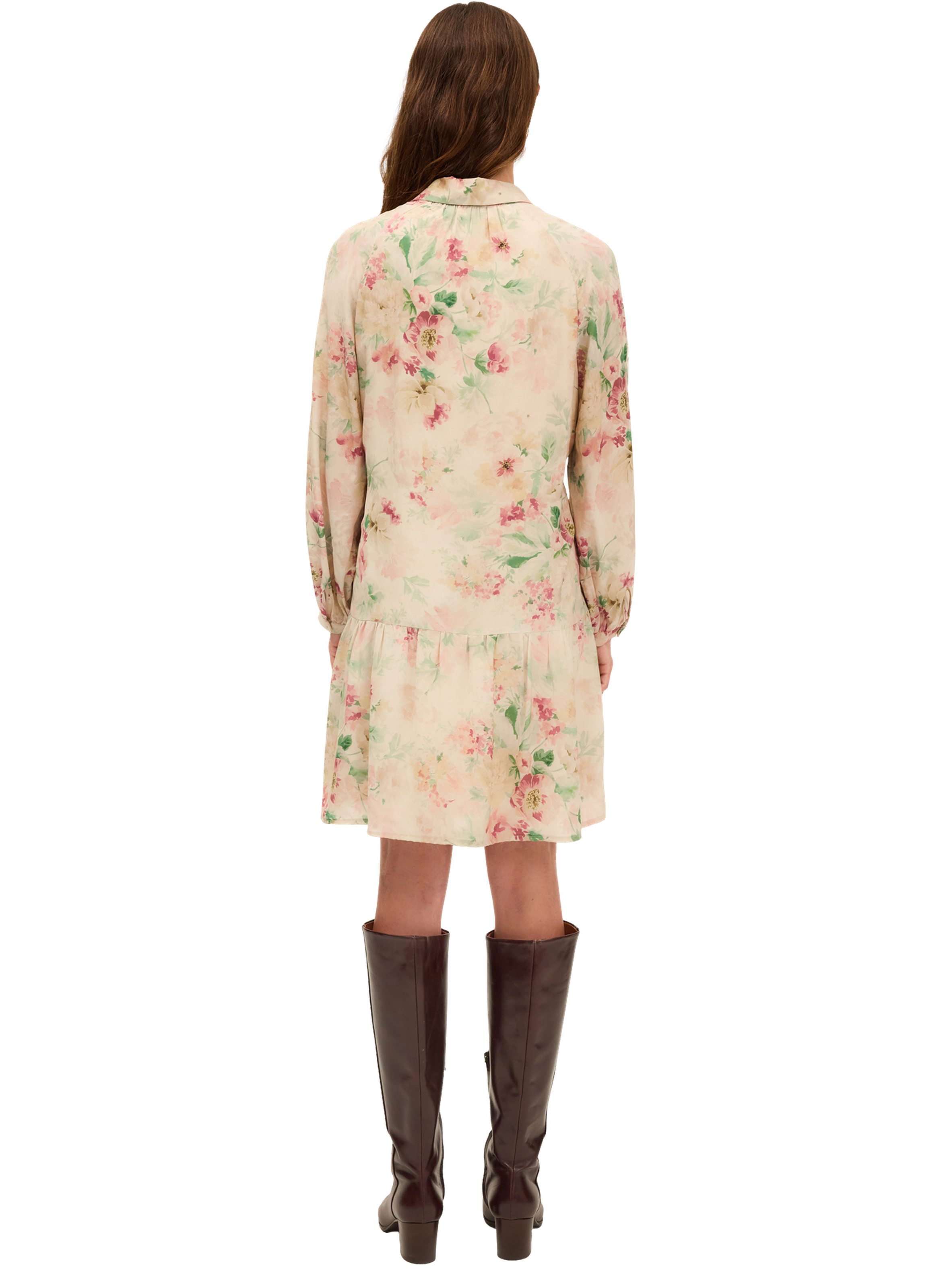 Robe col chemise à fleurs - lylia PABLO Beige