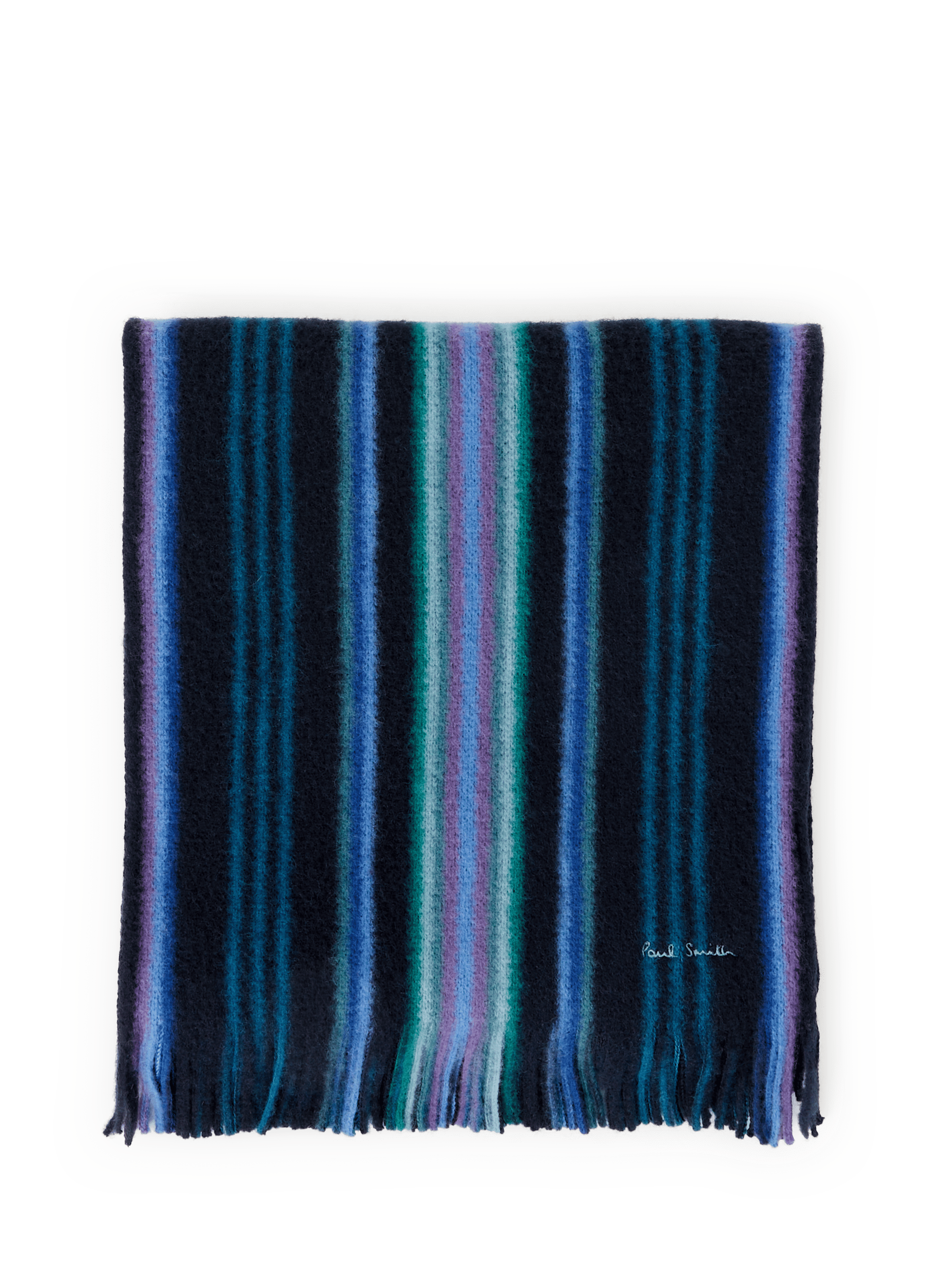 PAUL SMITH Echarpe à rayures en laine mérinos Bleu