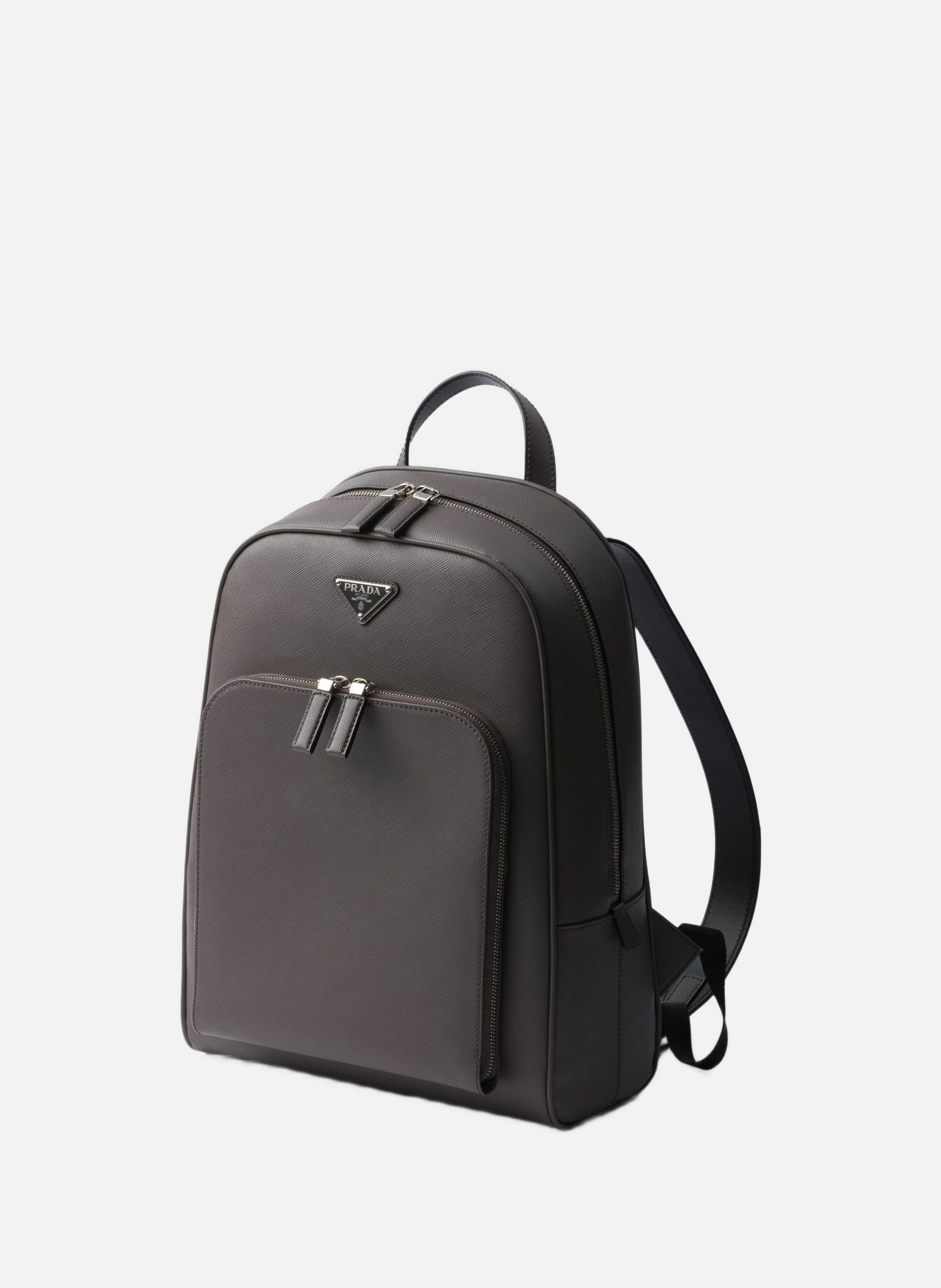 Sac à dos en cuir saffiano PRADA Gris