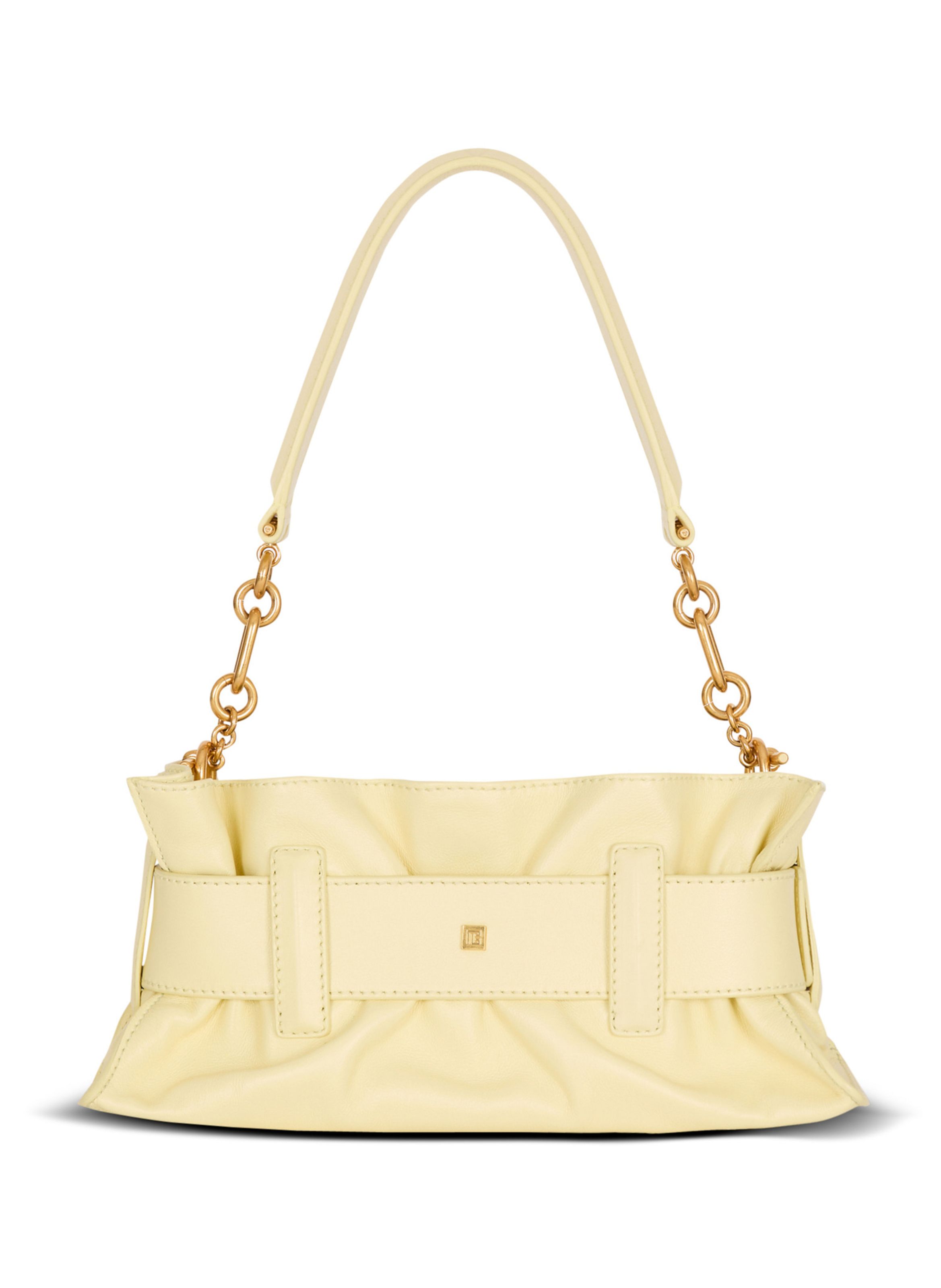 Sac anthem mini shoulder en cuir de veau BALMAIN Jaune