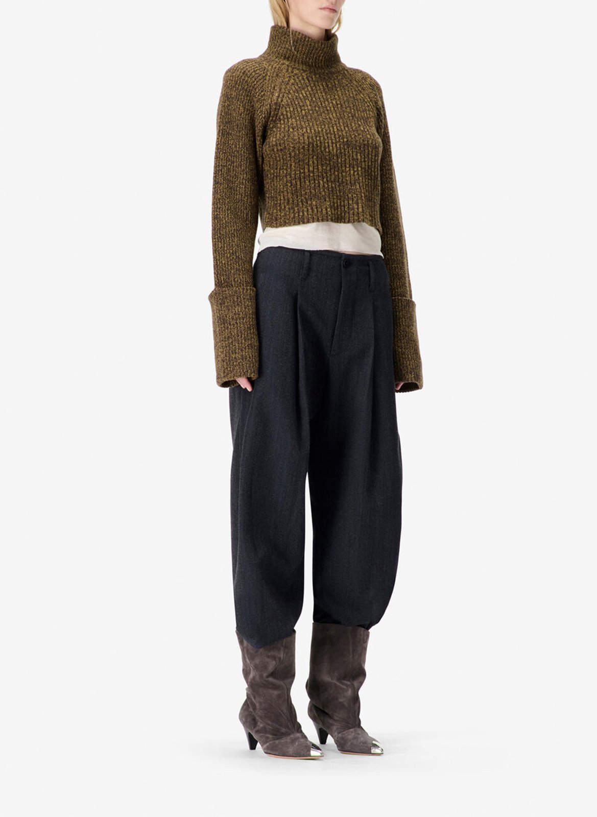 Pull droit col montant en laine elba IRO Marron