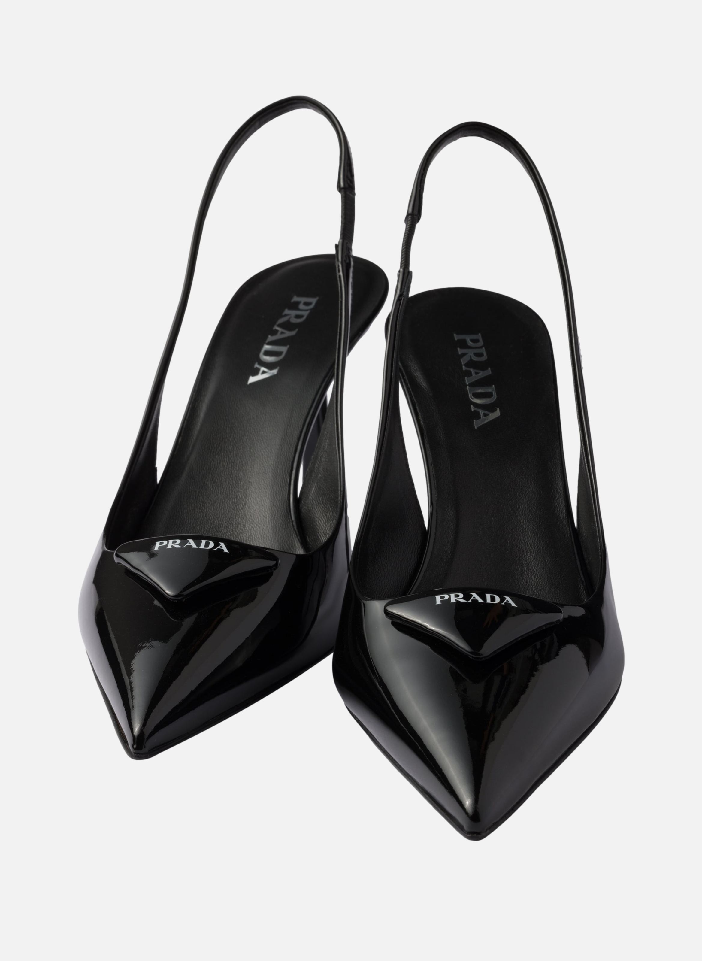 Escarpins à bride arrière en cuir verni PRADA Noir