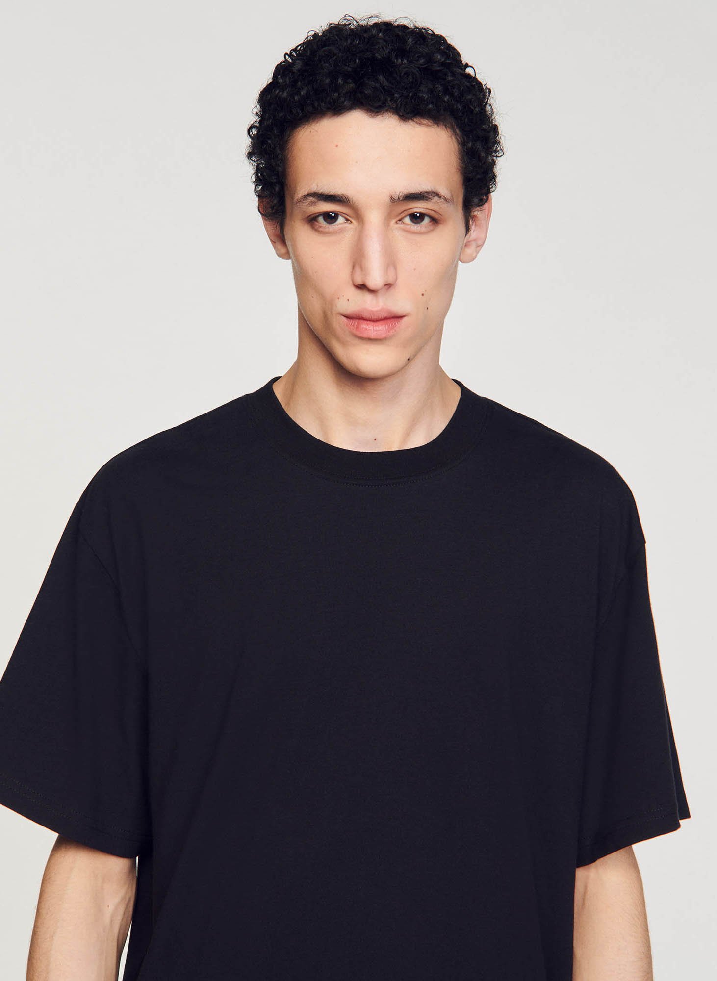 Tee-shirt oversize col rond en coton SANDRO Noir