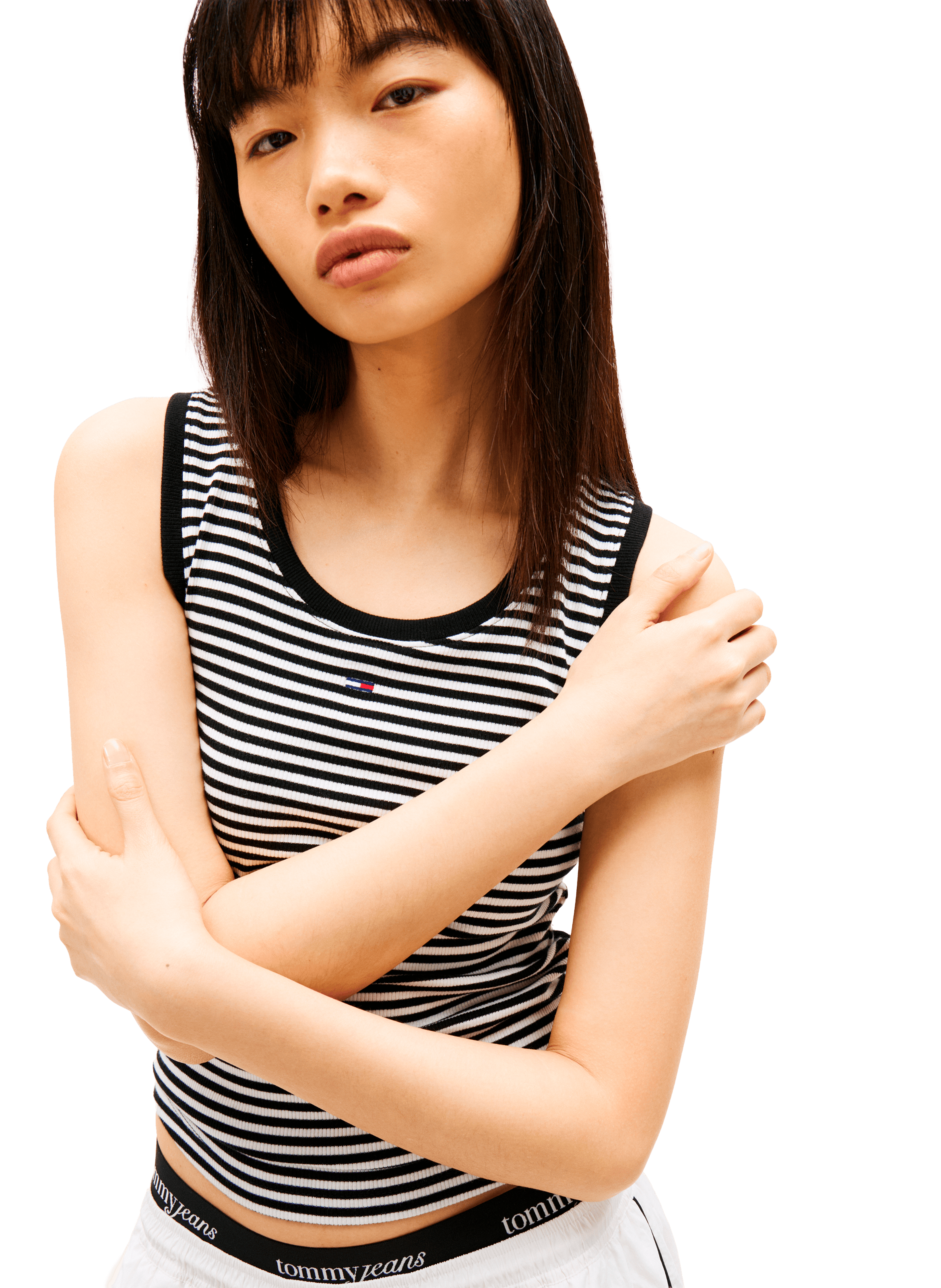 Top côtelé en coton  Noir