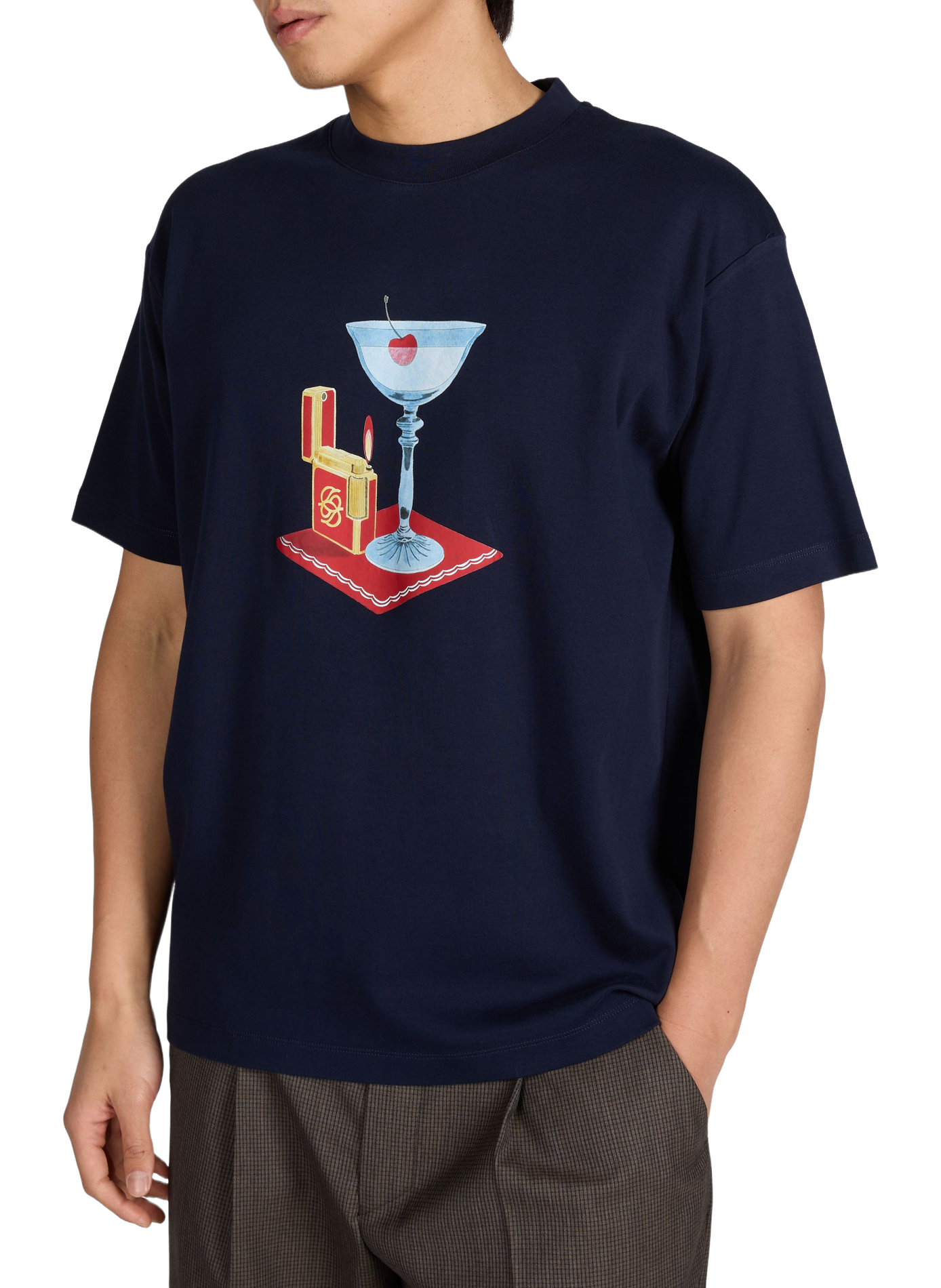 T-shirt imprimé à col rond en coton DROLE DE MONSIEUR Bleu