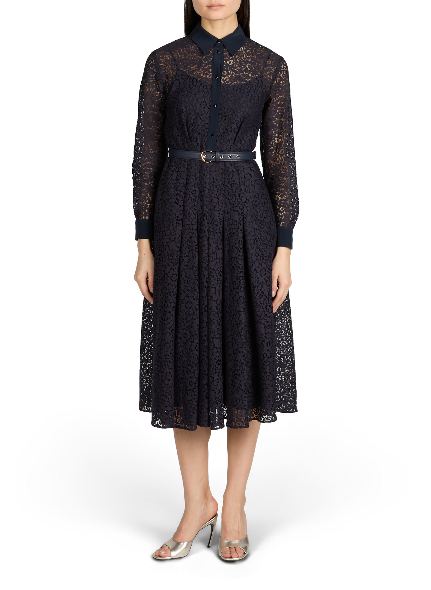 Midi lace dress in blended cotton MAX MARA Blue