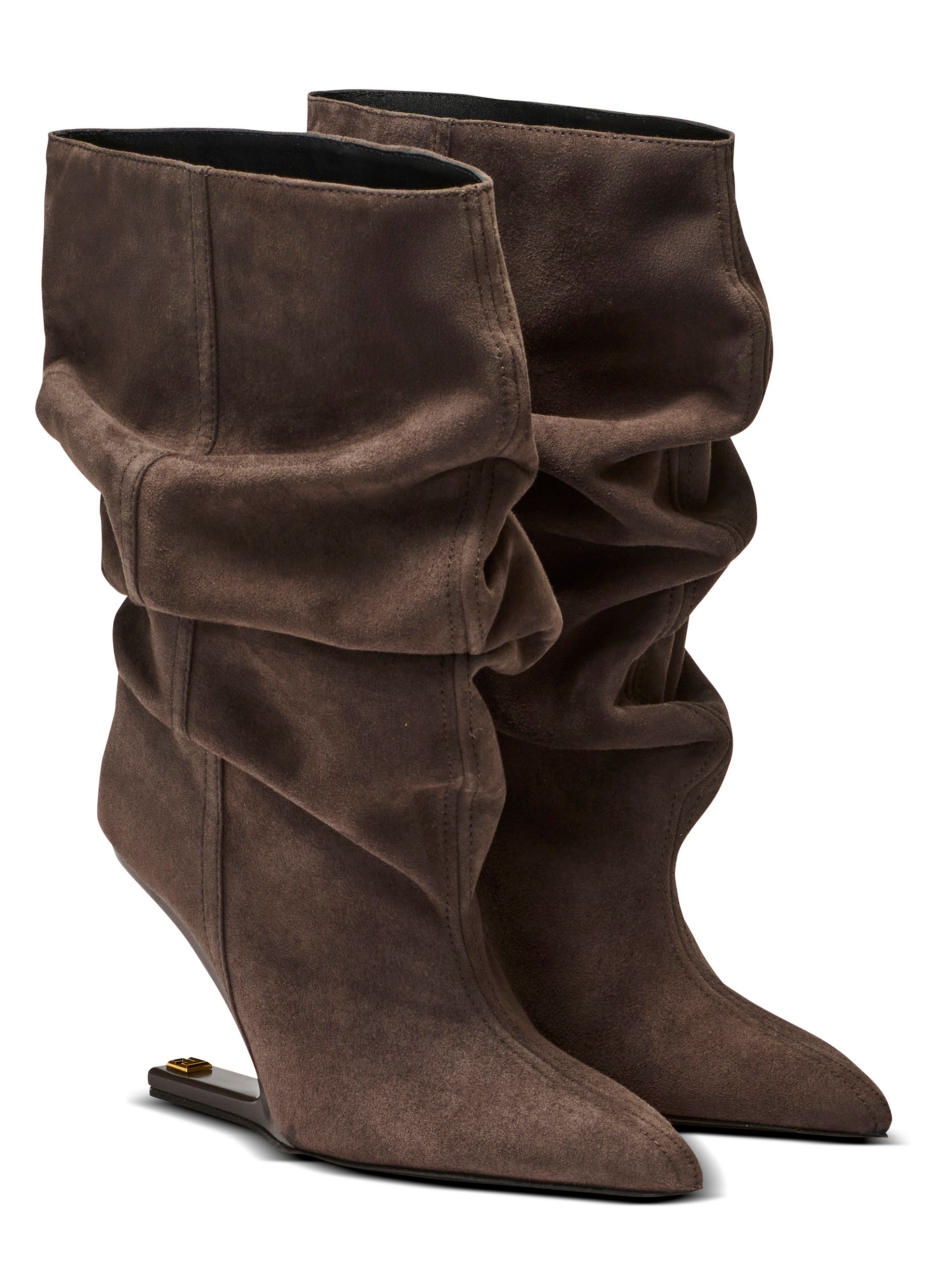 Bottines « no wedge » en cuir suédé BALMAIN Gris