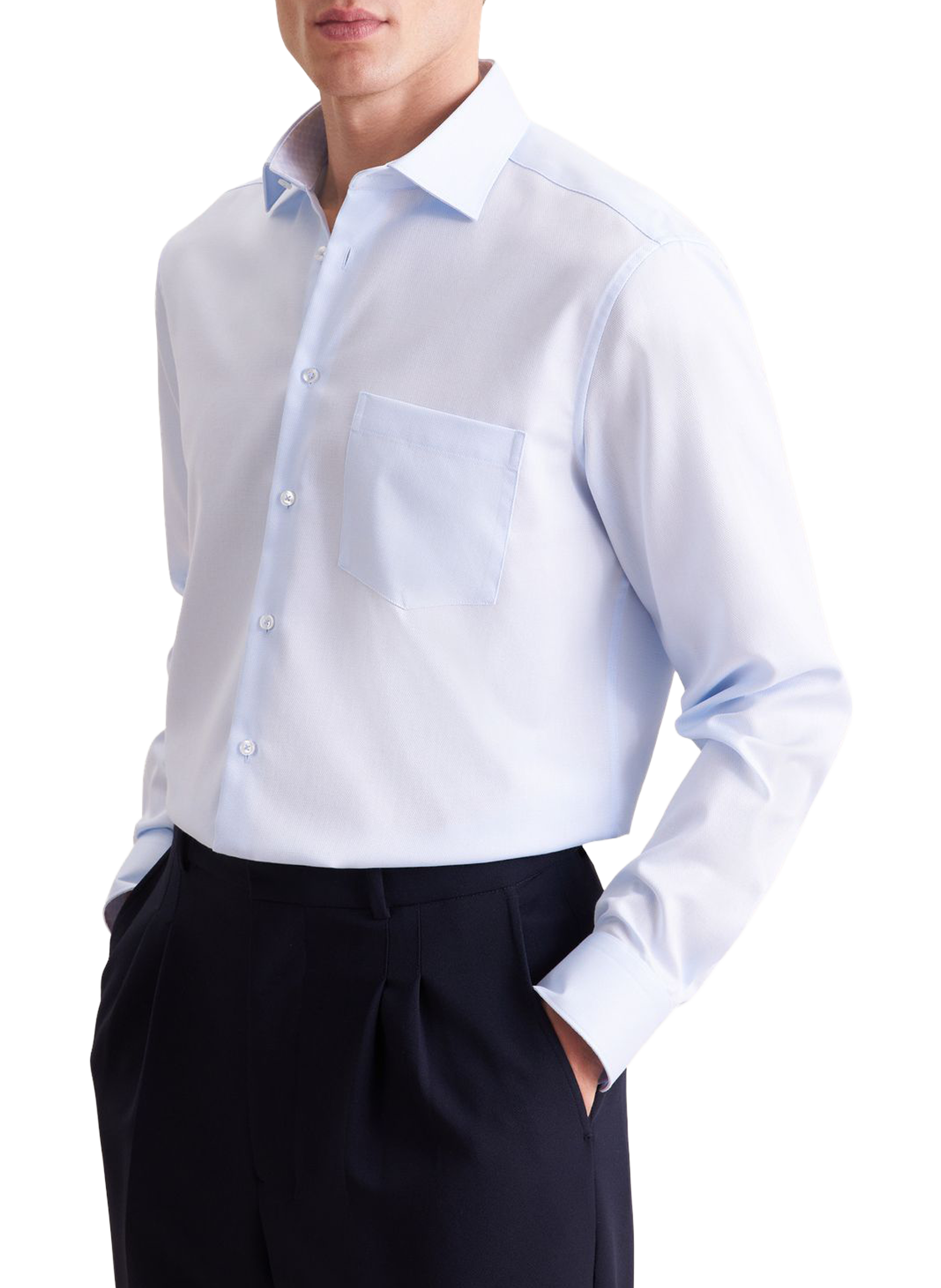 Chemise droite à poche en coton SEIDENSTICKER Bleu