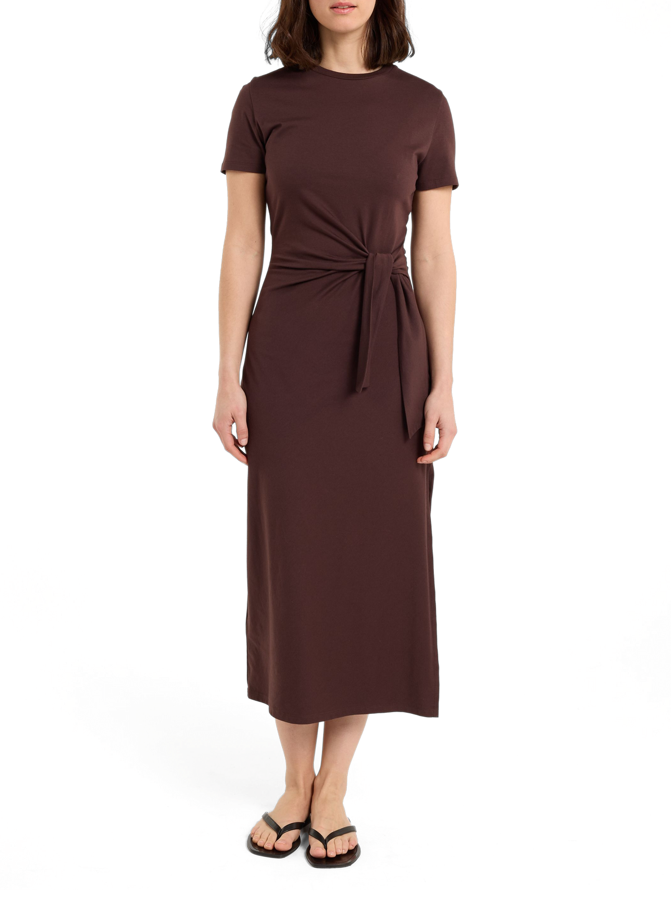 Midi dress with slit SAISON 1865 Brown