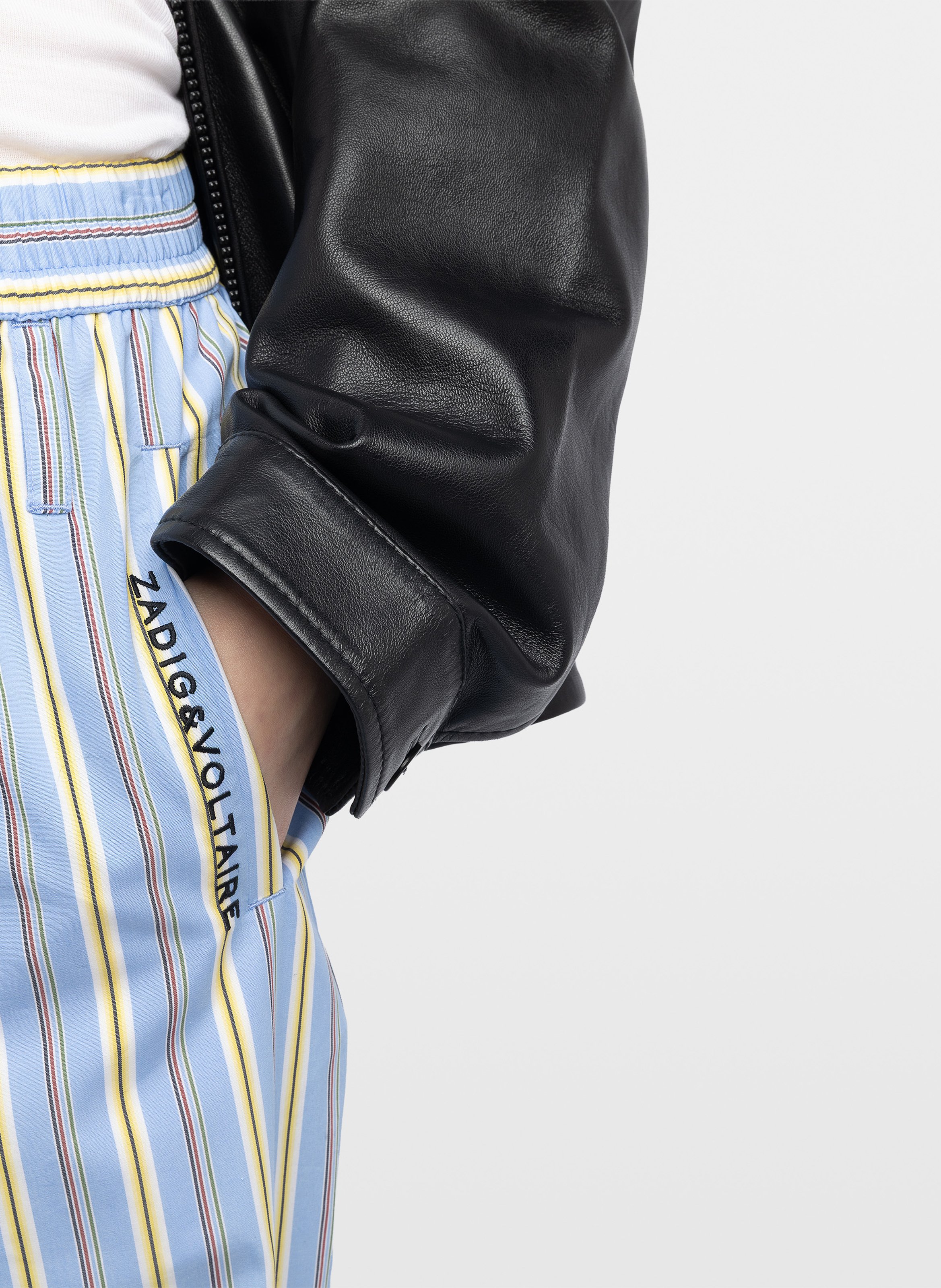 Pantalon droit en coton rayé poma ZADIG&VOLTAIRE Bleu