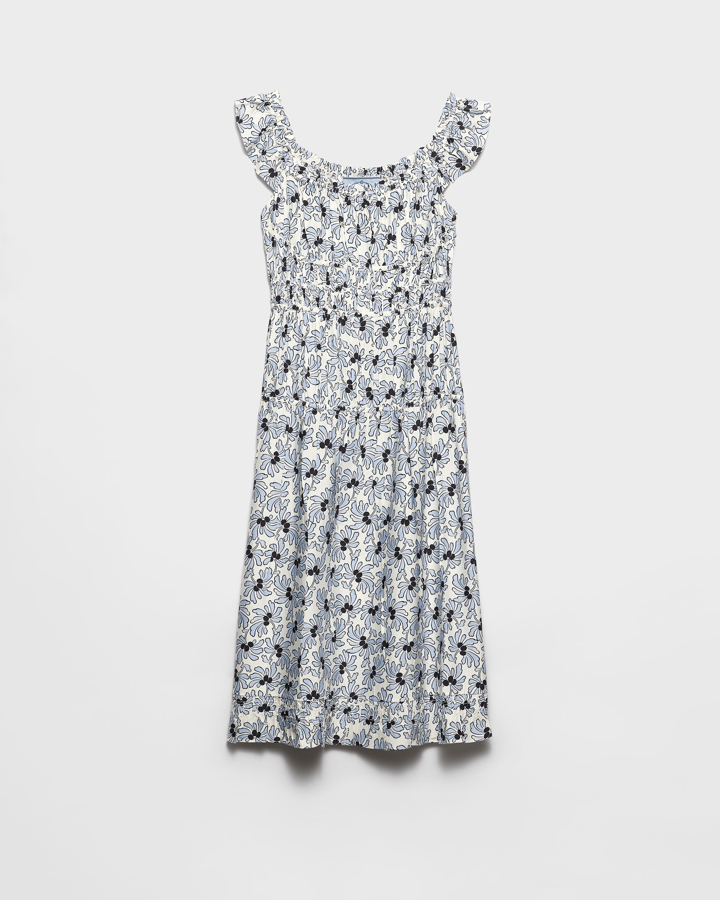 Robe en pongé à imprimé floral PRADA Bleu