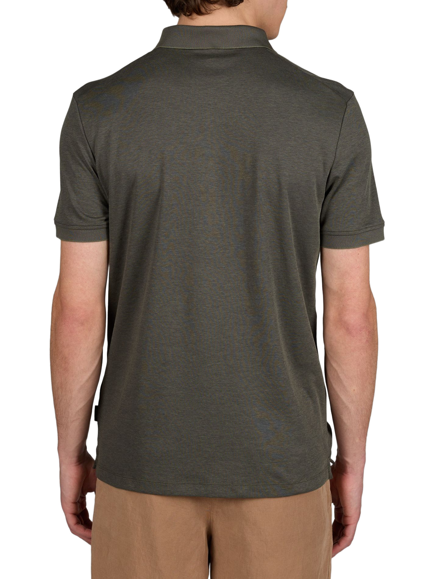 Solid short-sleeve polo in blended cotton STRELLSON Khaki