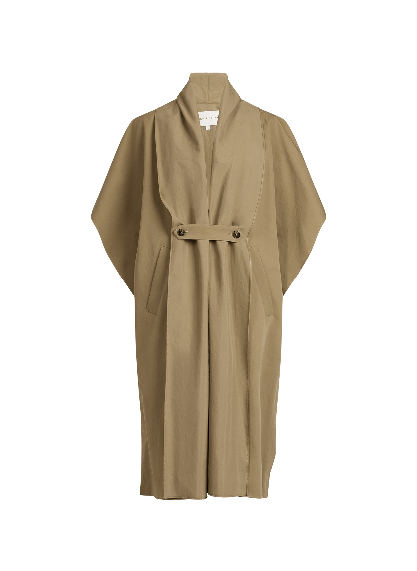 Capa de gabardina sin mangas de algodón mezclado VIKTORIA CHAN Caqui