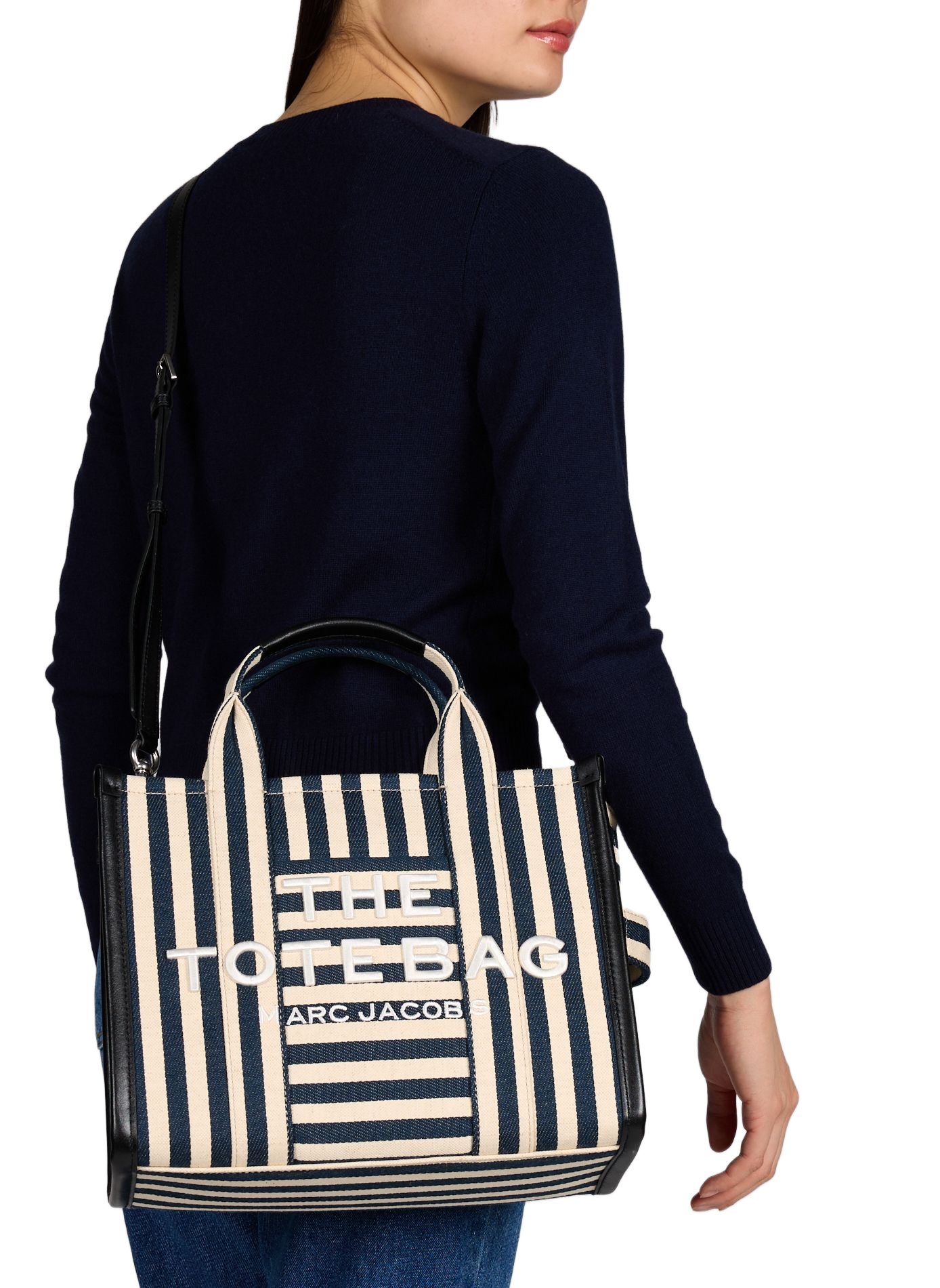 The Medium tote striped tote bag MARC JACOBS Blue