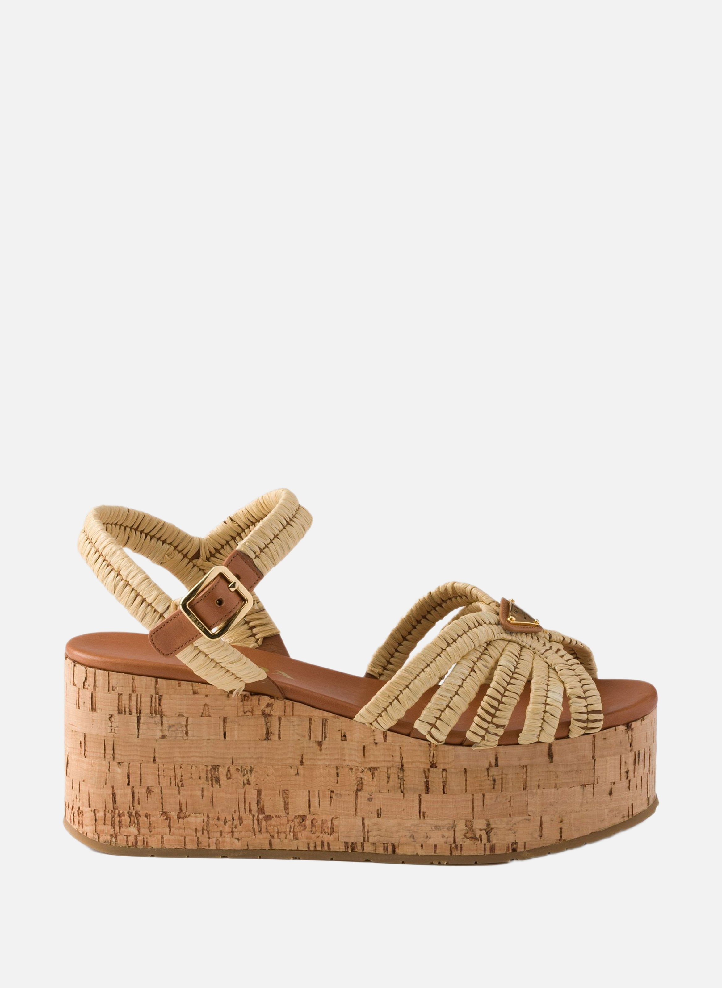 Sandales à plateforme en crochet PRADA Beige