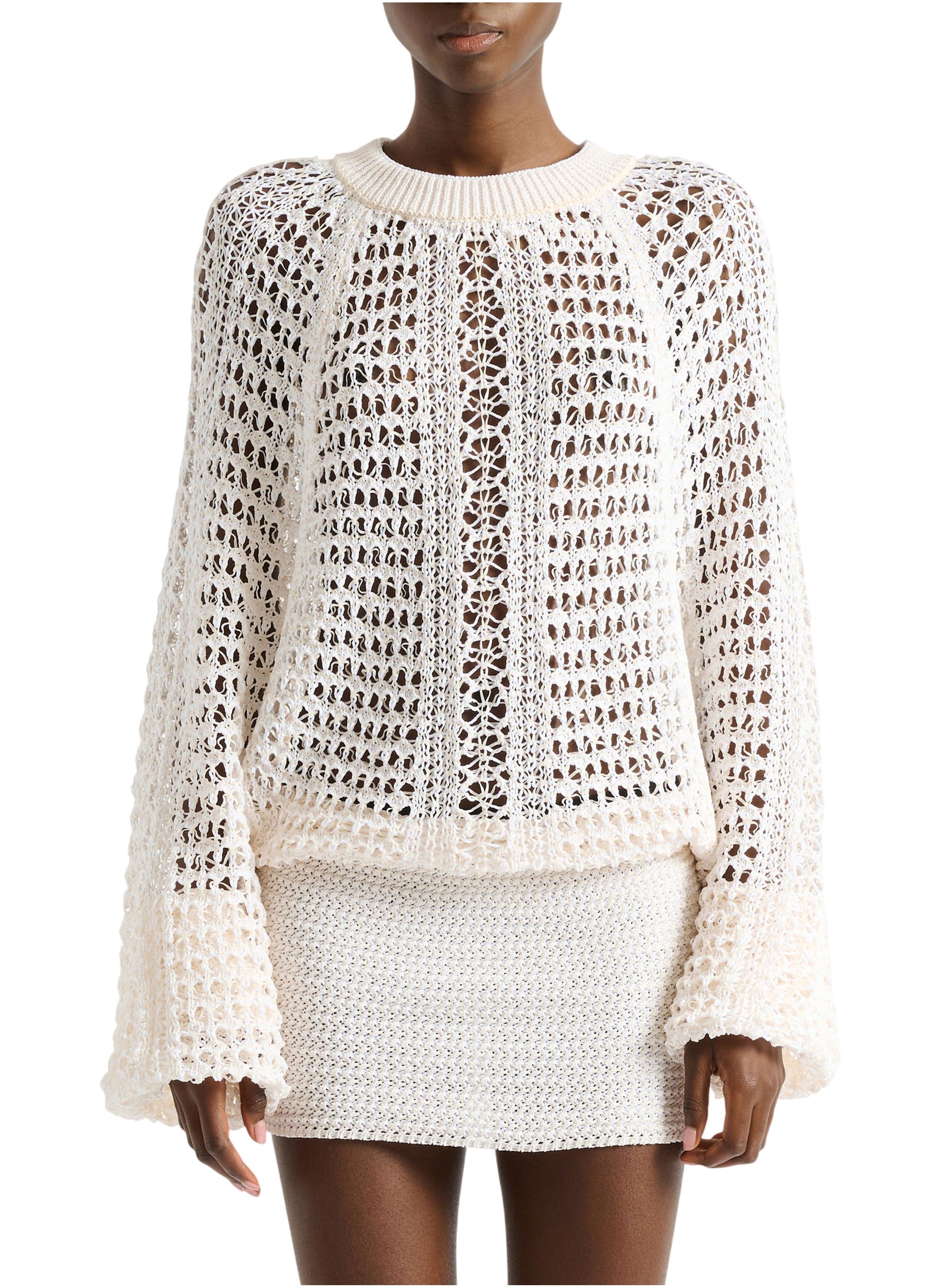 Robe courte en crochet dentelle BALMAIN Blanc
