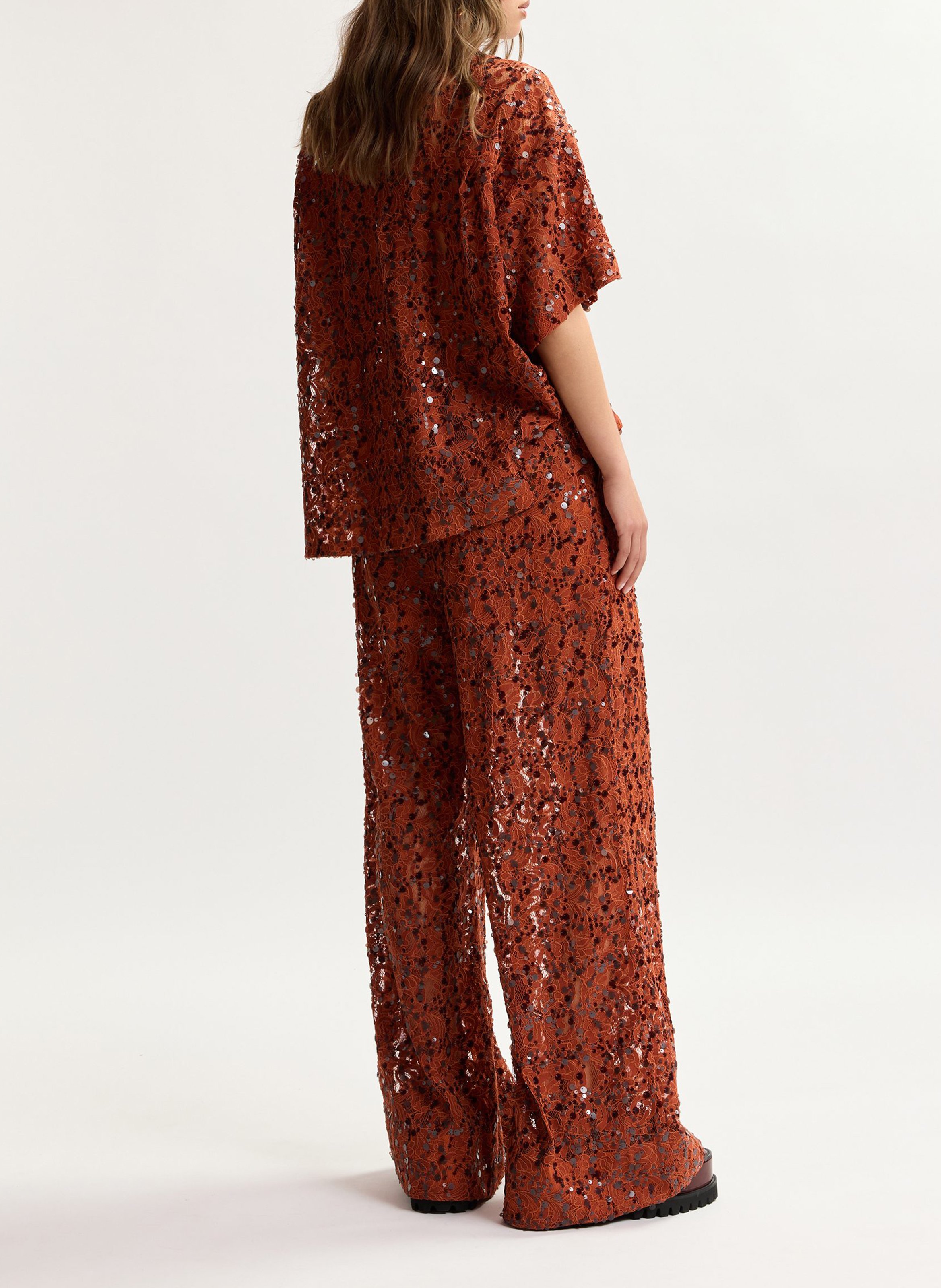 Chemise manches courtes pailletée joks ESSENTIEL ANTWERP Rouge