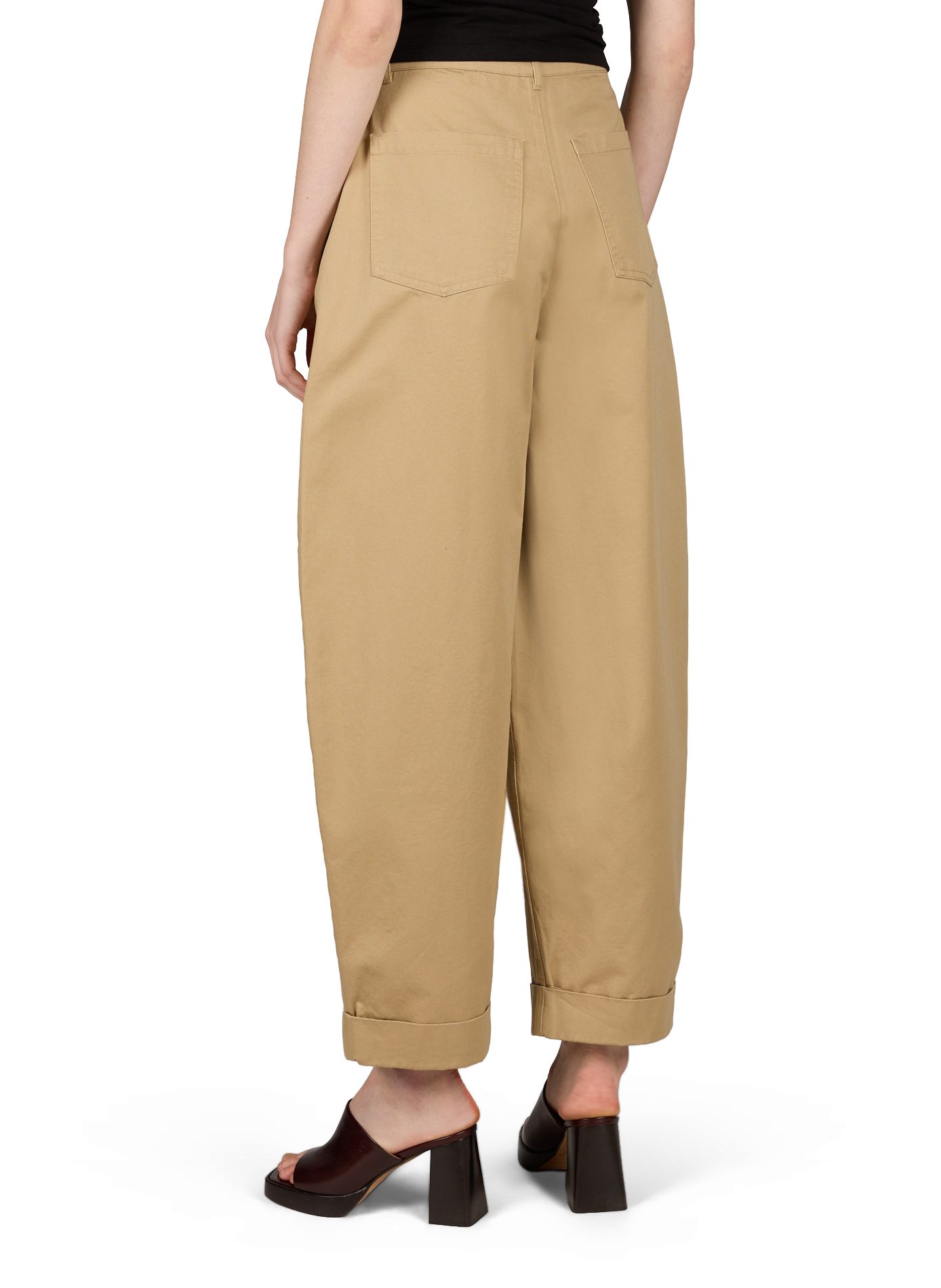 Solid cotton cargo pants TOPSHOP Beige