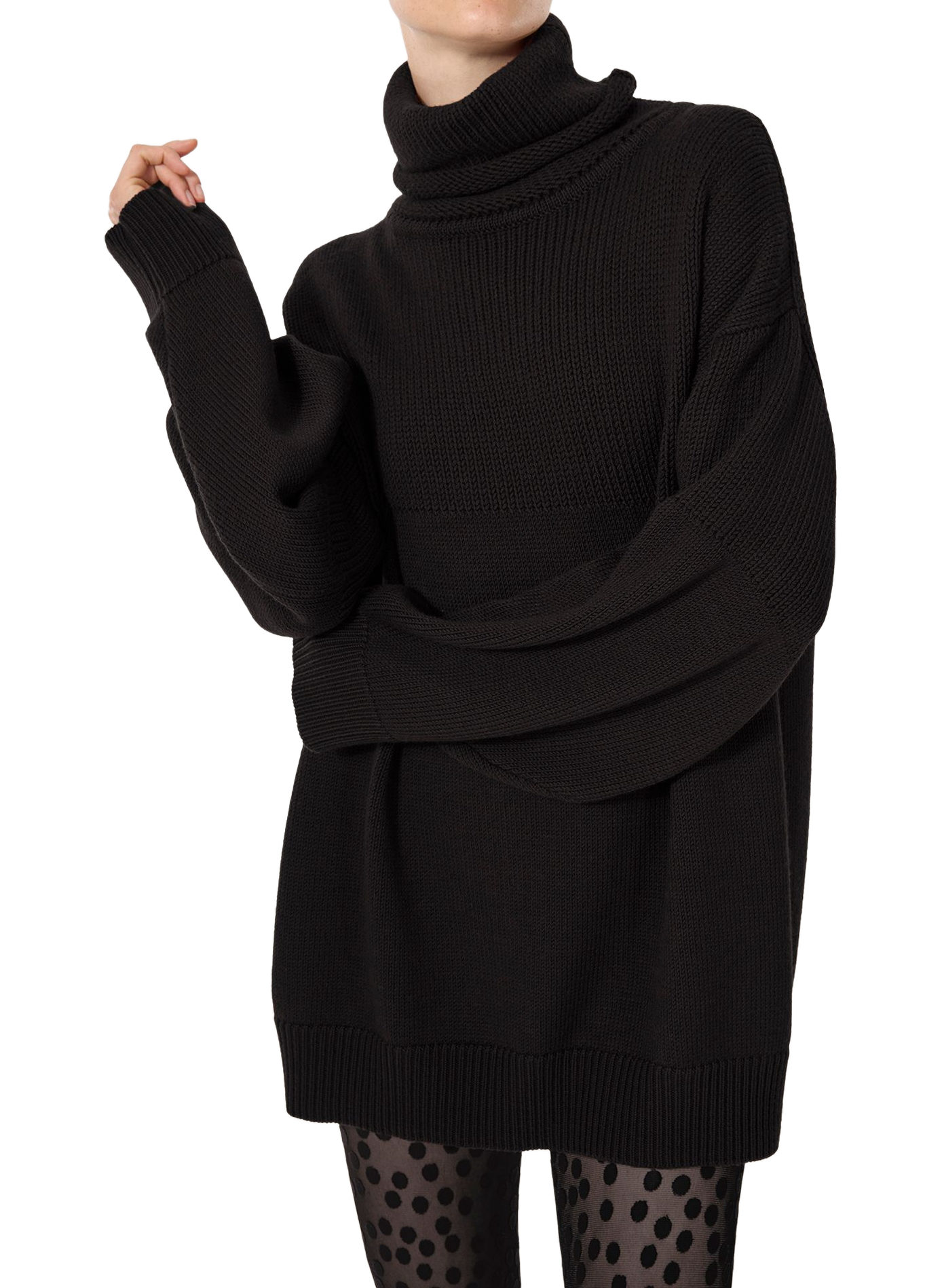 Pull ample à col roulé en laine mérinos WOLFORD Noir