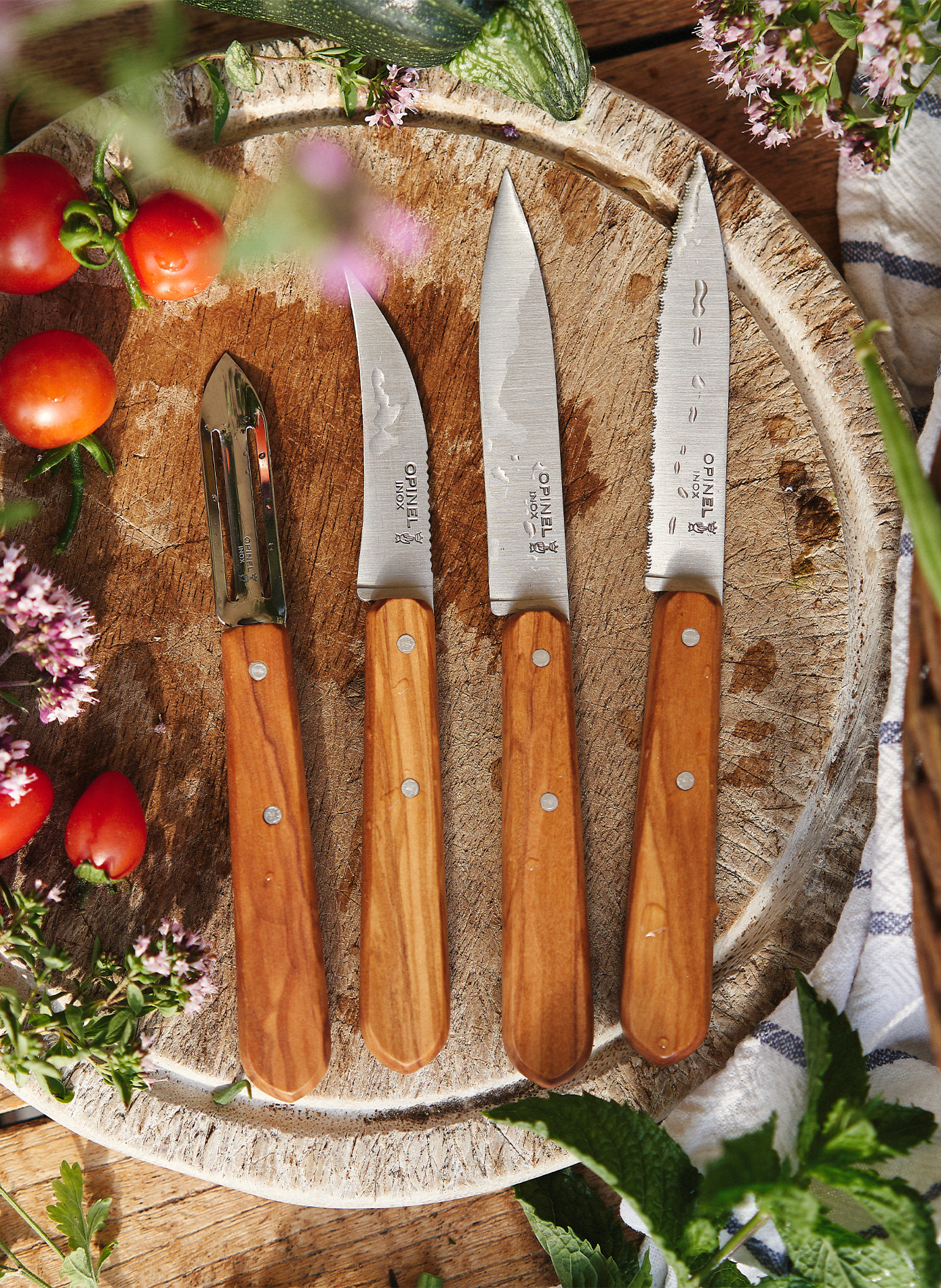 Coffret de 4 couteaux Les Essentiels OPINEL Marron