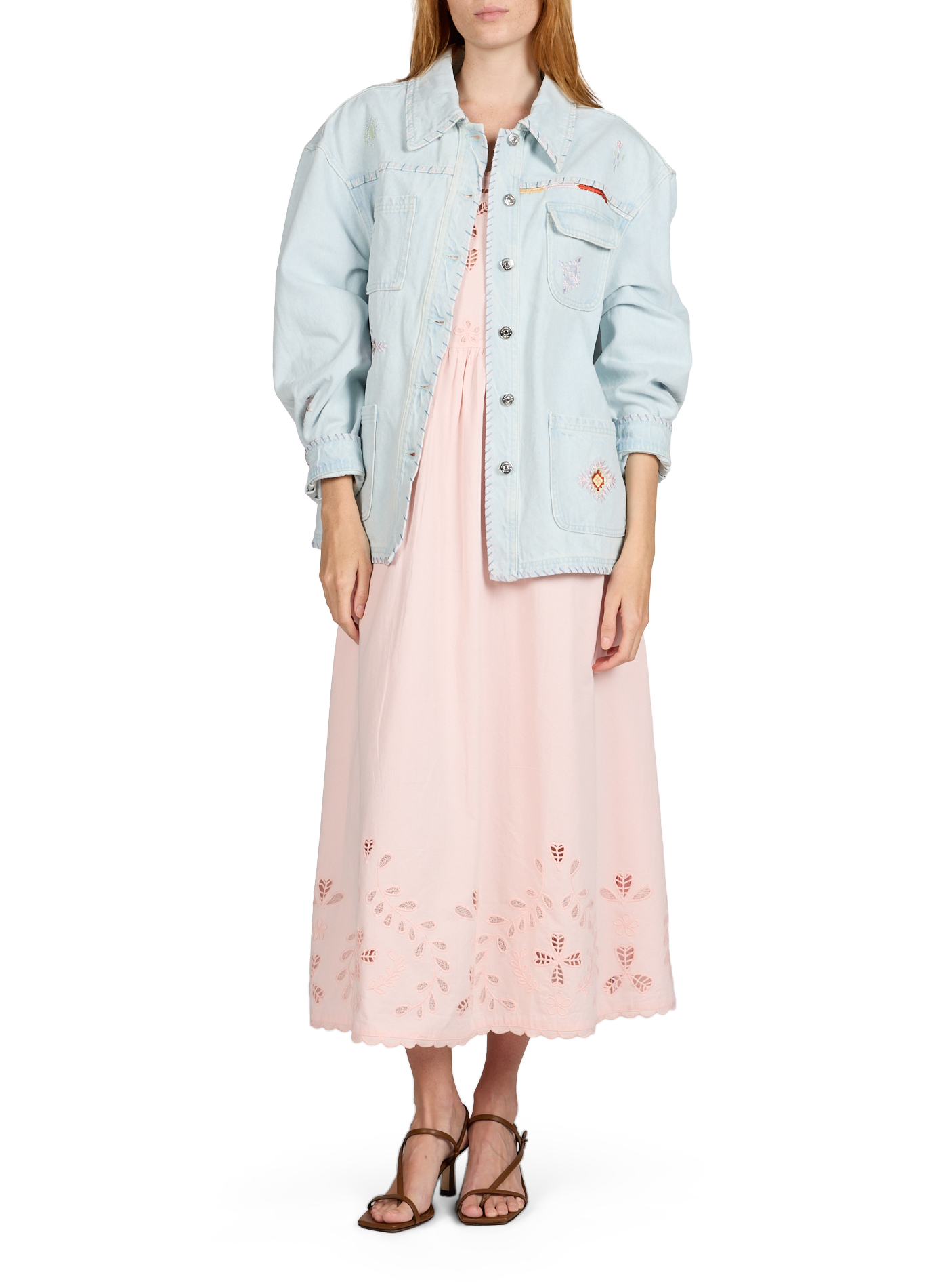 Bestickte Jeansjacke aus Baumwolle BERENICE Blau