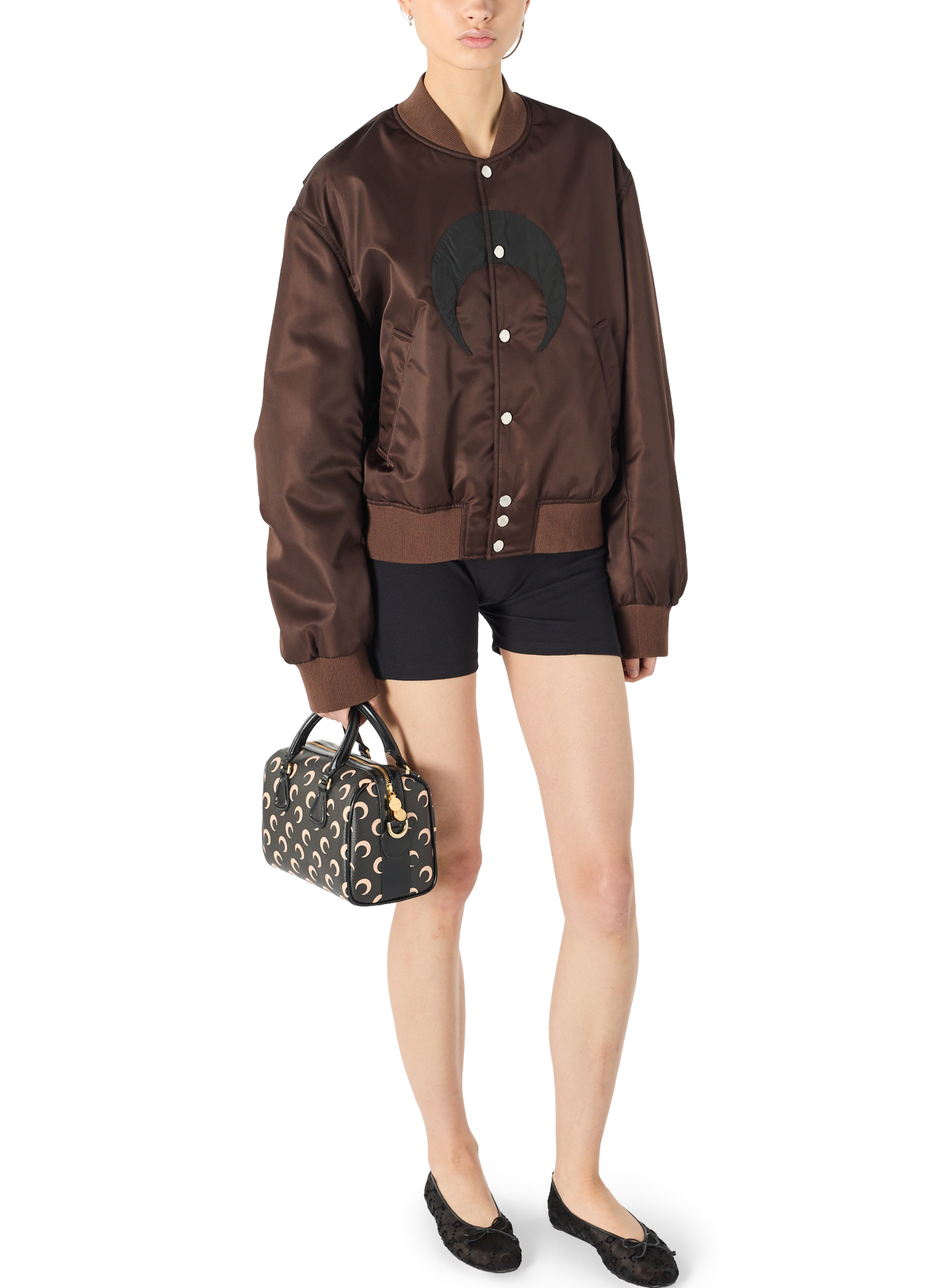 Bomber en nylon avec moon contrastant MARINE SERRE Marron