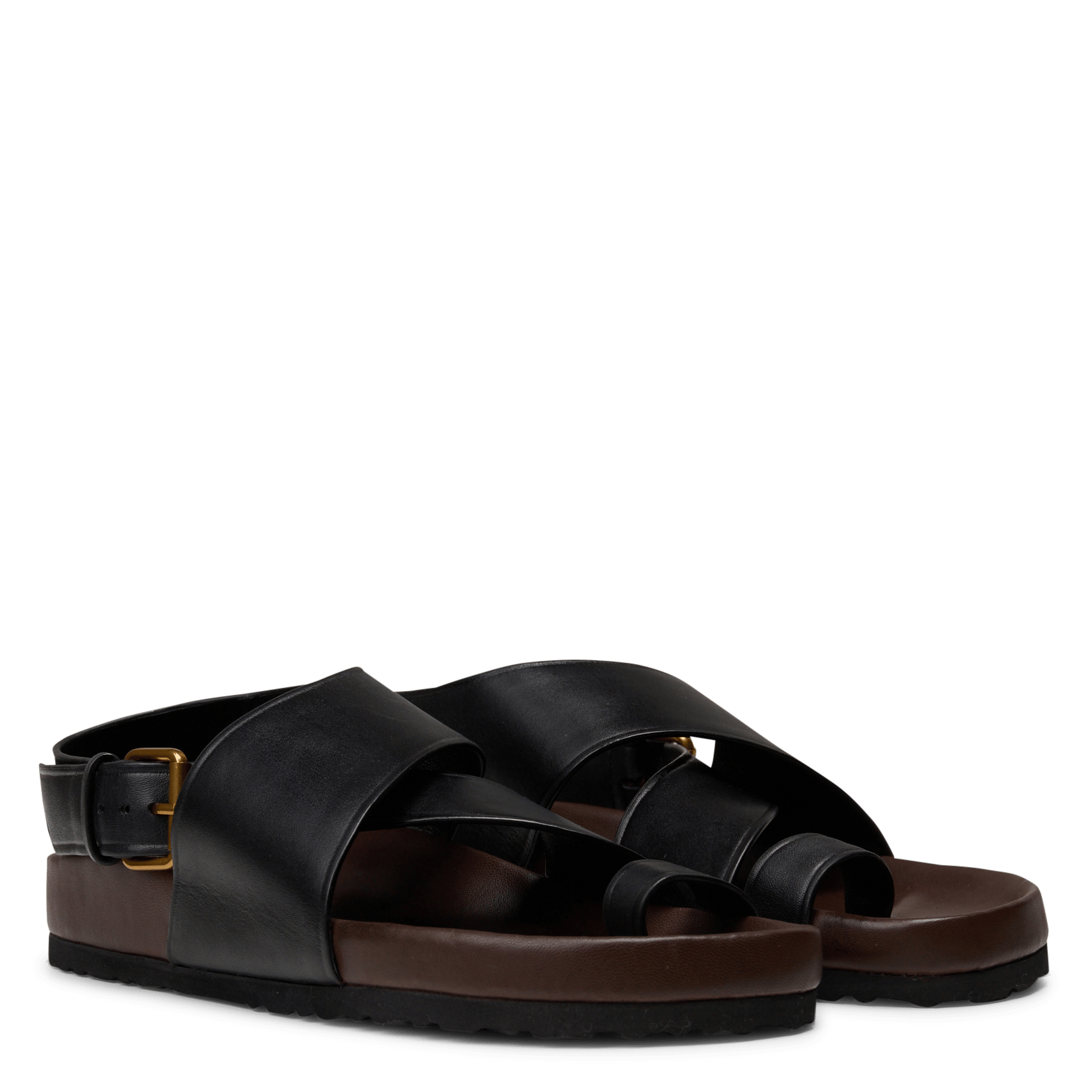 Sandales plates en cuir domani SOEUR Noir