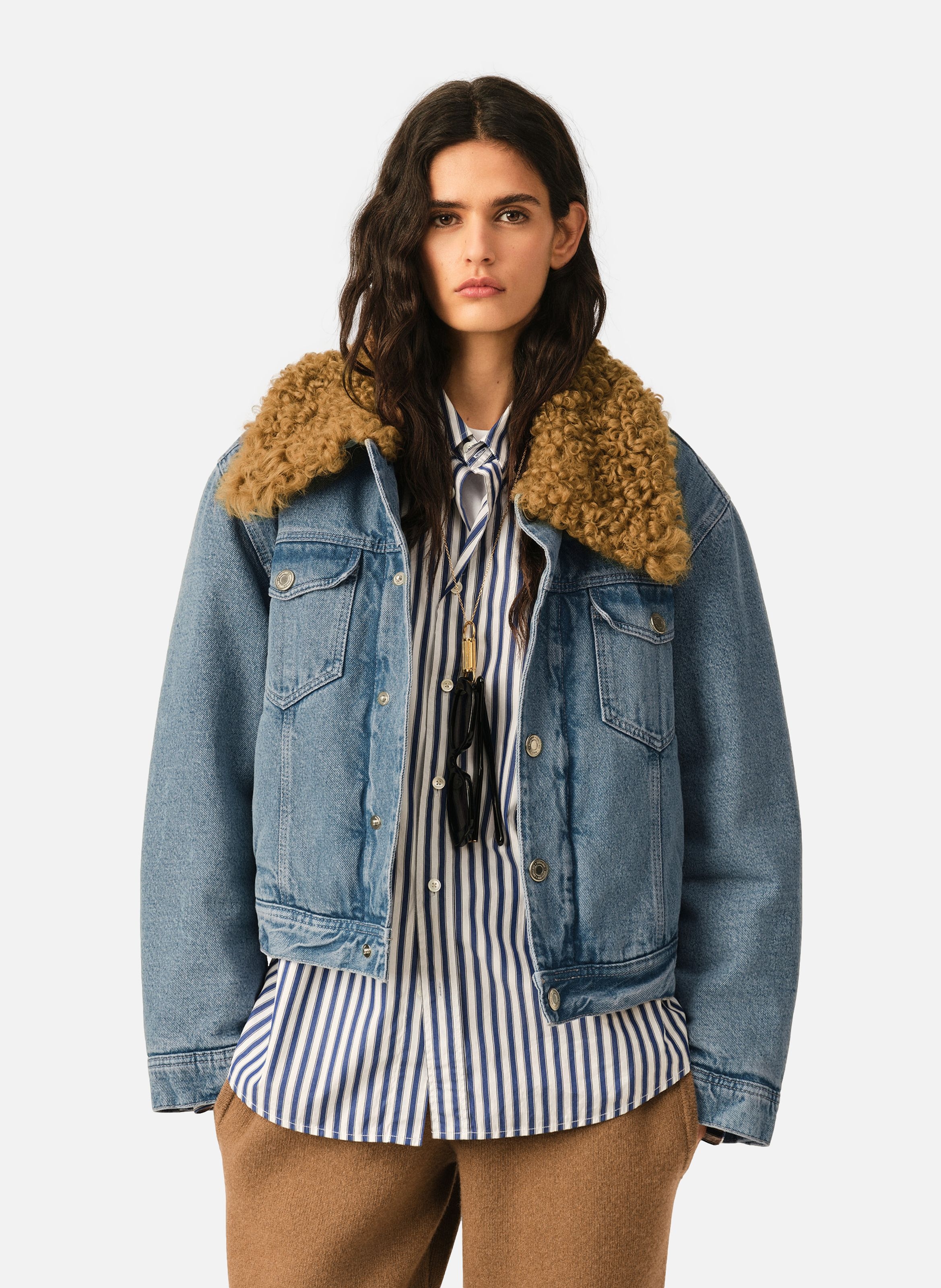 Veste trucker rembourrée unisexe en coton AMI PARIS Bleu