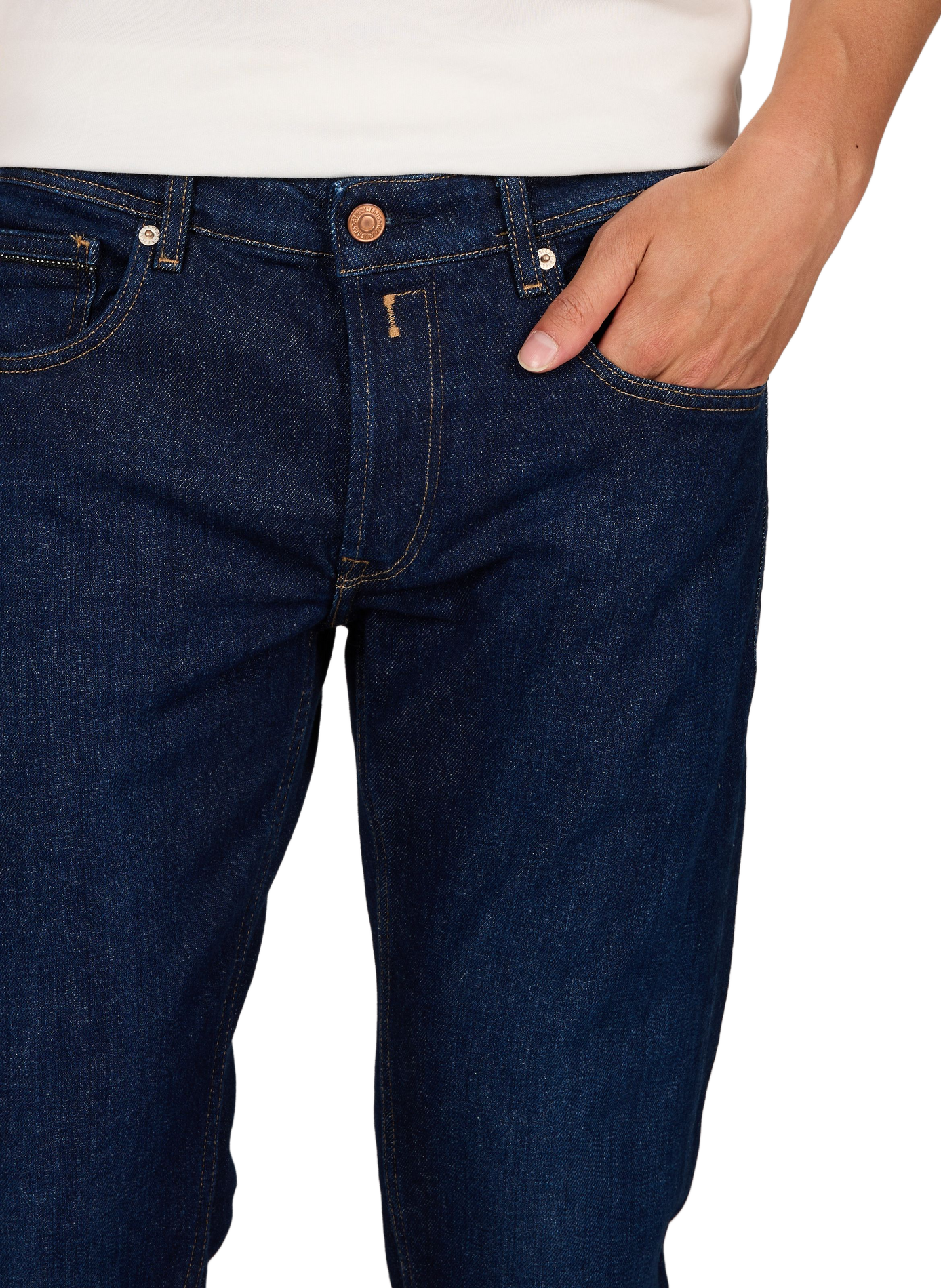 Gerade geschnittene Hose mit mittlerer Taille aus Baumwollmischung. REPLAY Blau