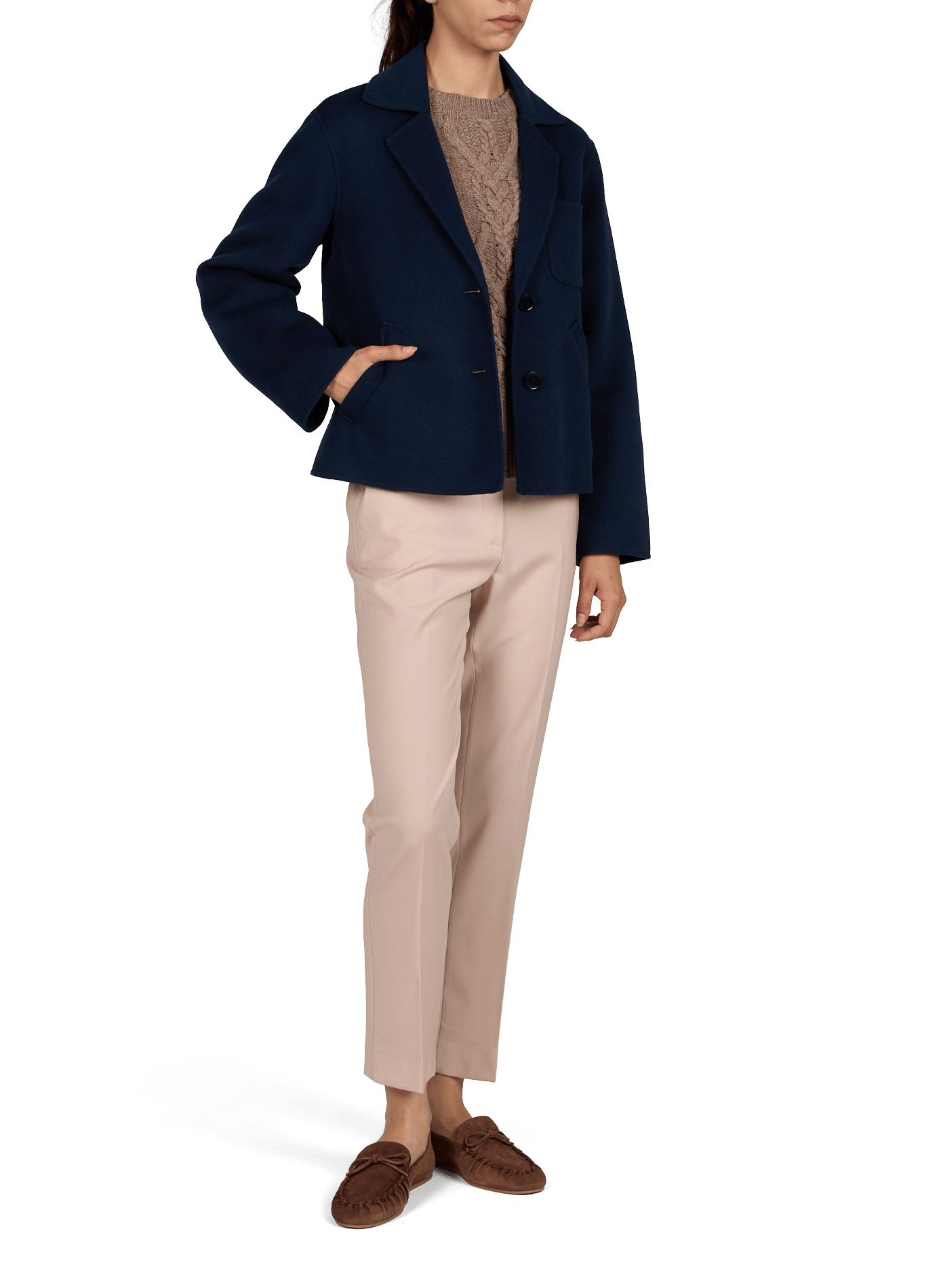 Gerade Wollmischweste mit Gürtel MAX MARA WEEK END Blau