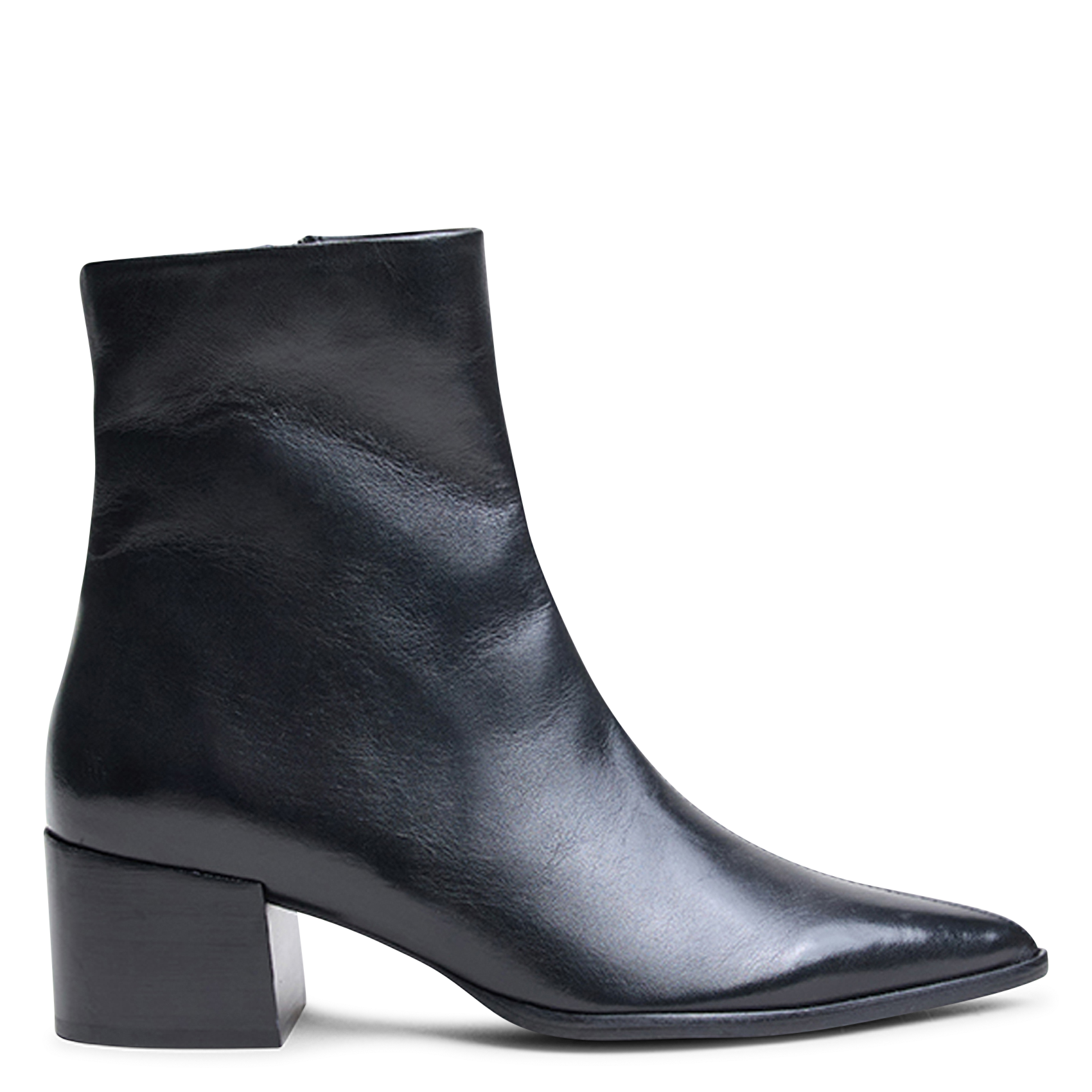 Bottines bout pointu en cuir de vachette pale JONAK Noir