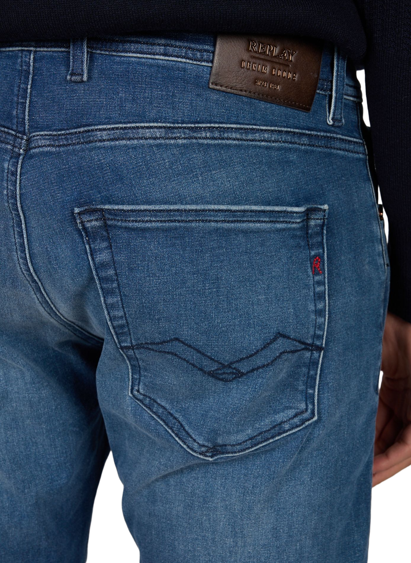 Rechte jeans Grover van gemengd katoen REPLAY Blauw