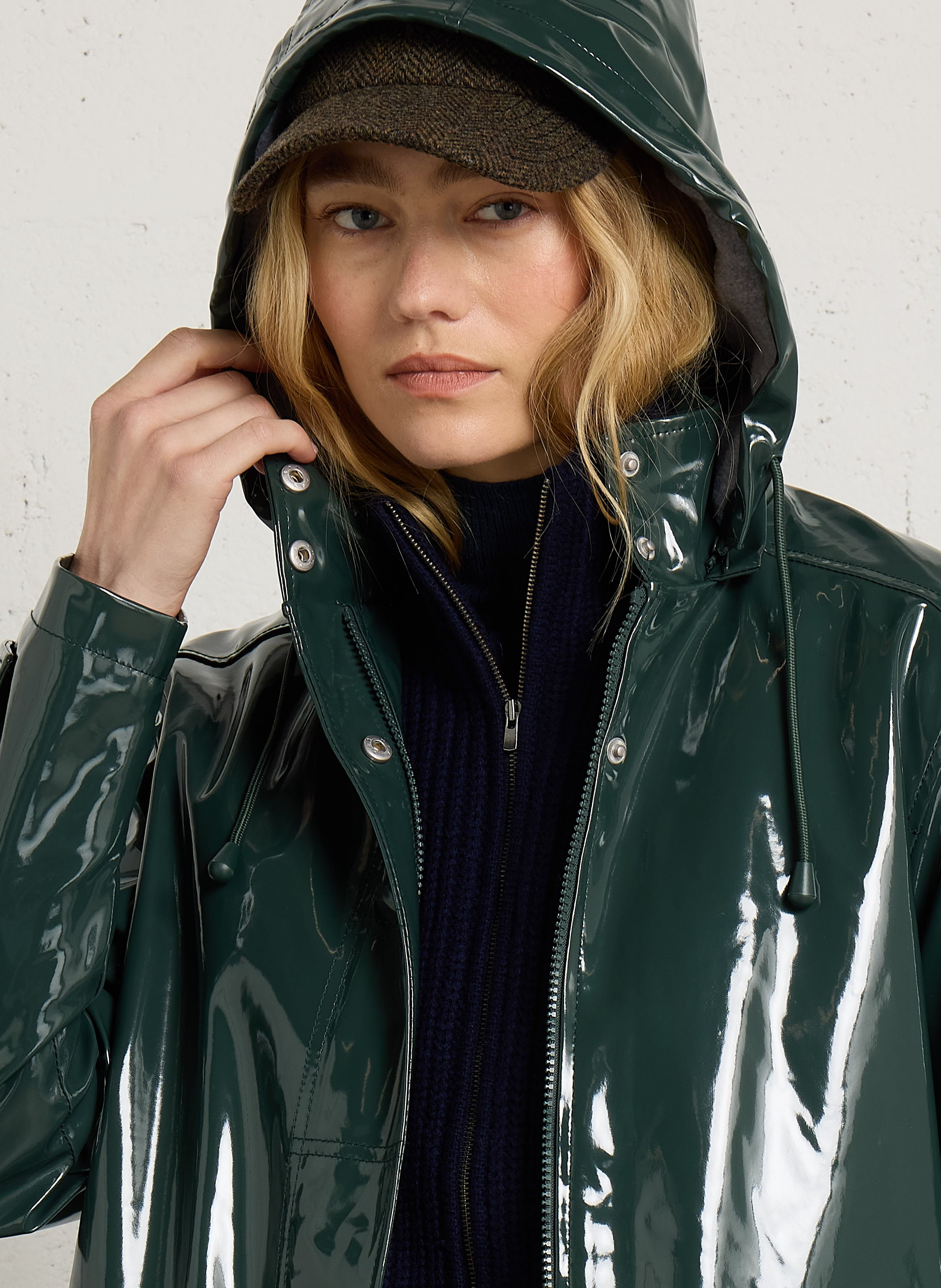 Regenjas met capuchon in lakuitvoering Maé | Groen ARMOR-LUX Dames