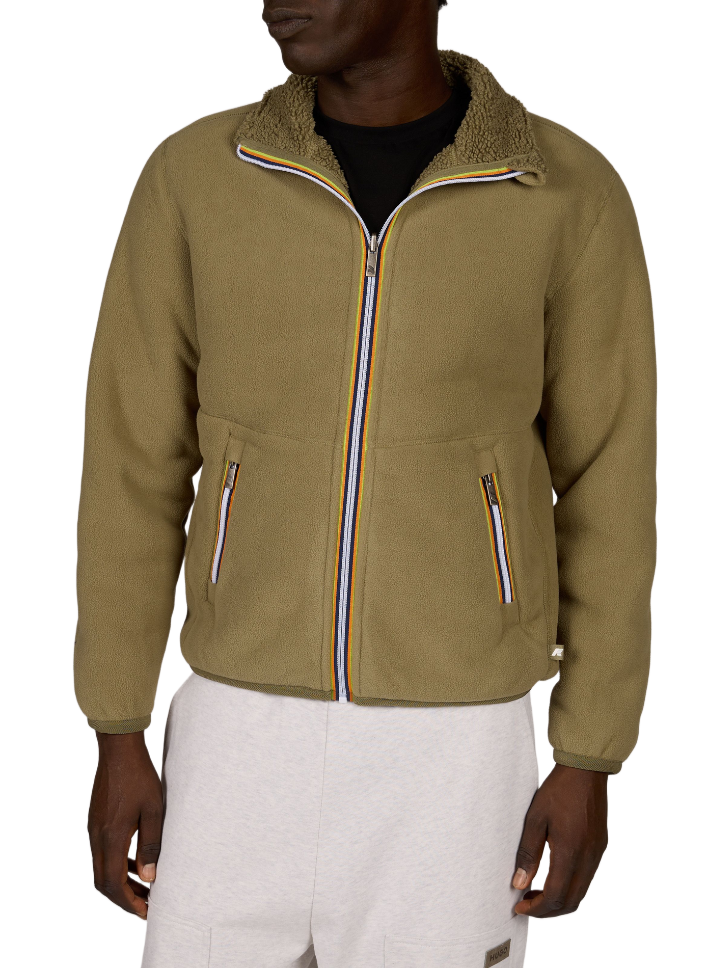 Pascal Reversible Double Sherpa Fleece Jacket K-WAY Khaki