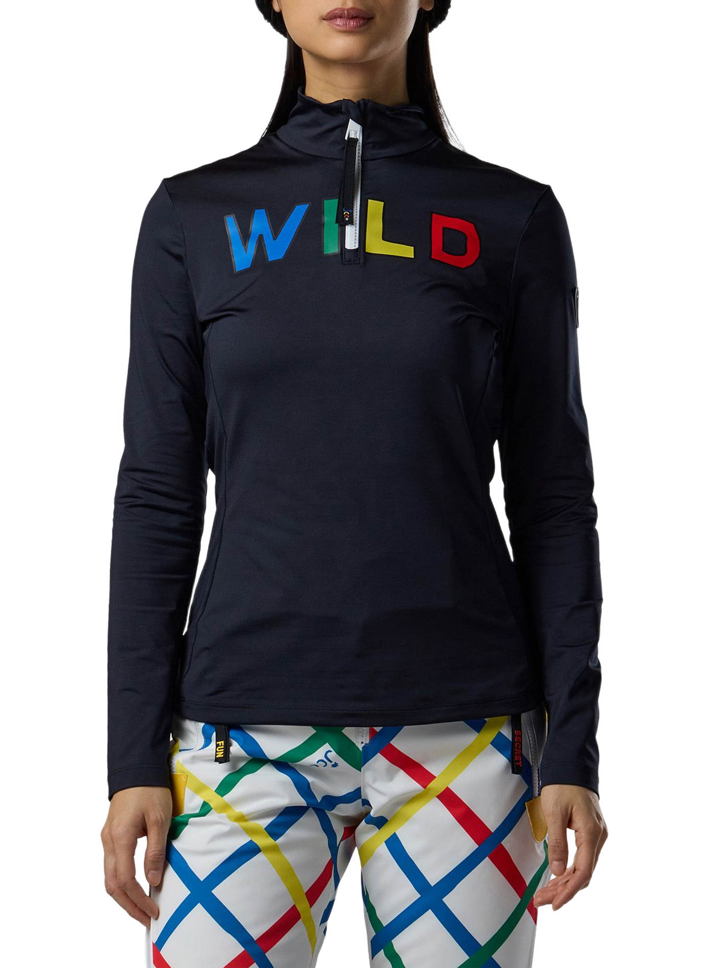 Gerader Pulli mit Stehkragen und Reißverschluss. ROSSIGNOL Schwarz