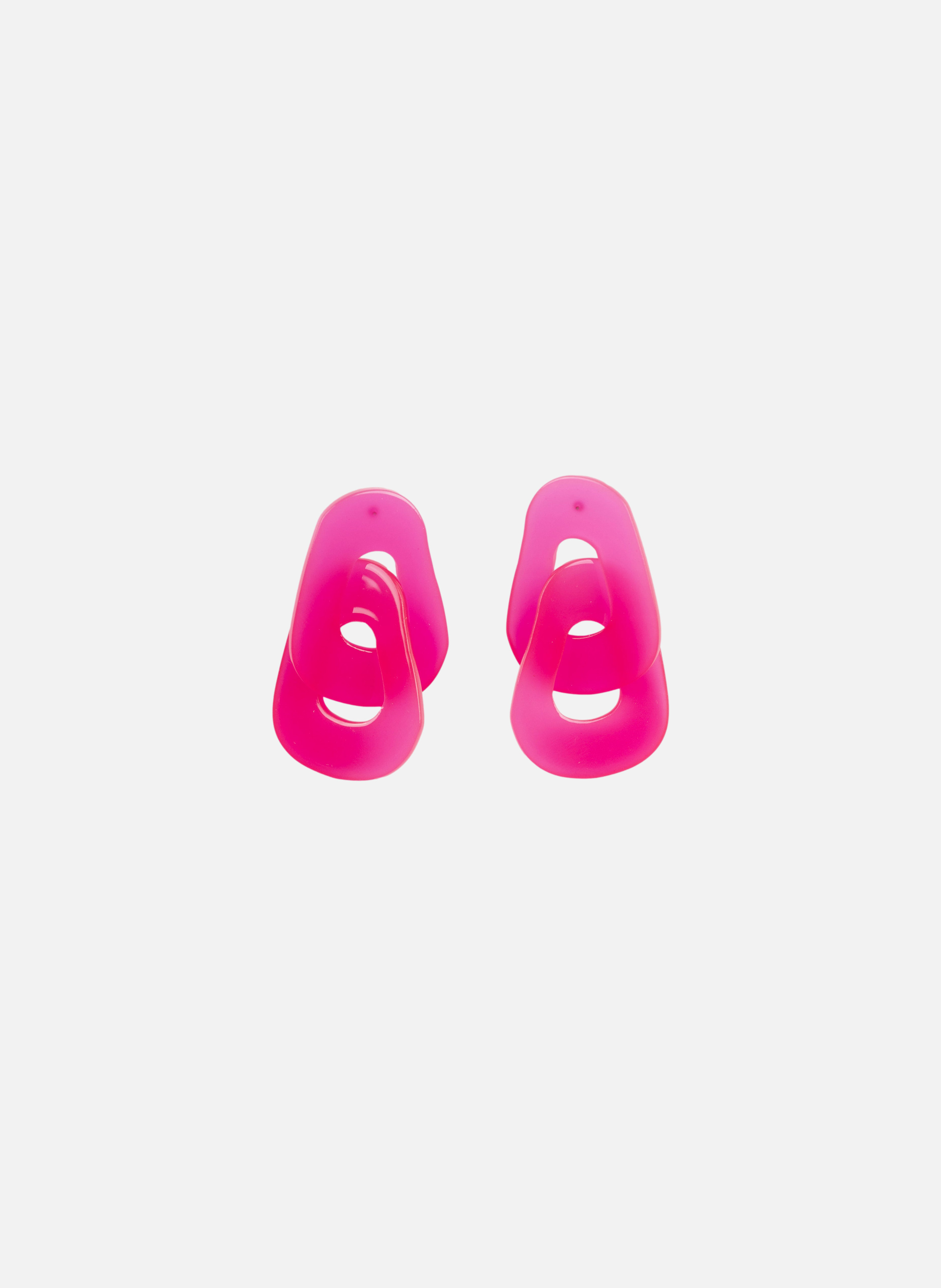 Boucles d'oreilles maillons en acétate de cellulose  Fuchsia