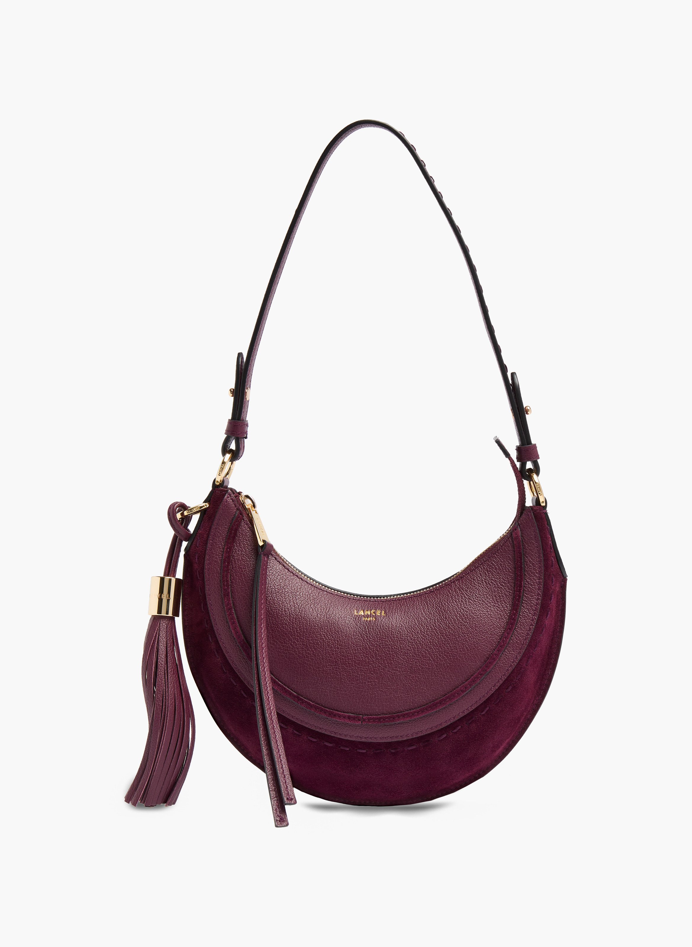 Sac hobo hoboheme de lancel en animation suede : cuirs de vachette suede & graine LANCEL Violet