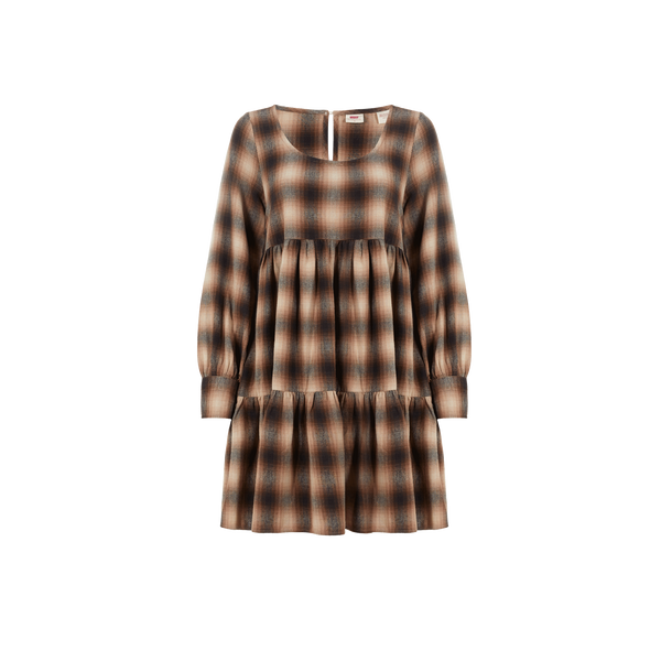 Levi's Andy Cotton Check Dress In Brown